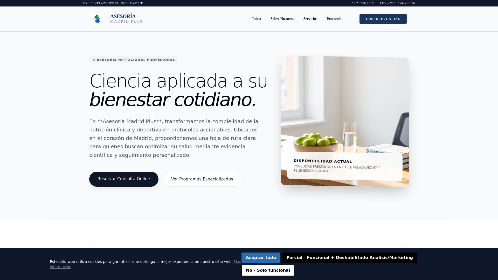 website screenshot of https://asesoriamadridplusesaf.info