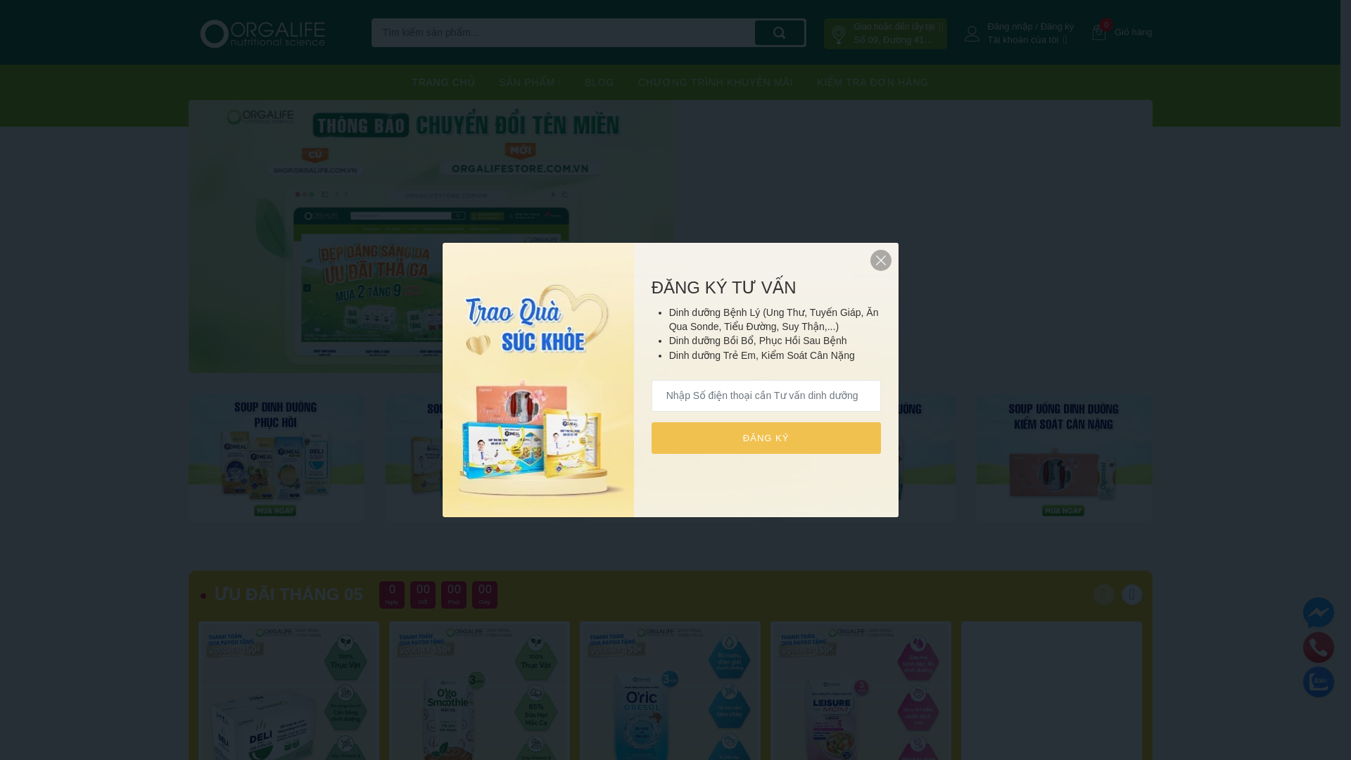 website screenshot of https://orgalifestore.vn/
