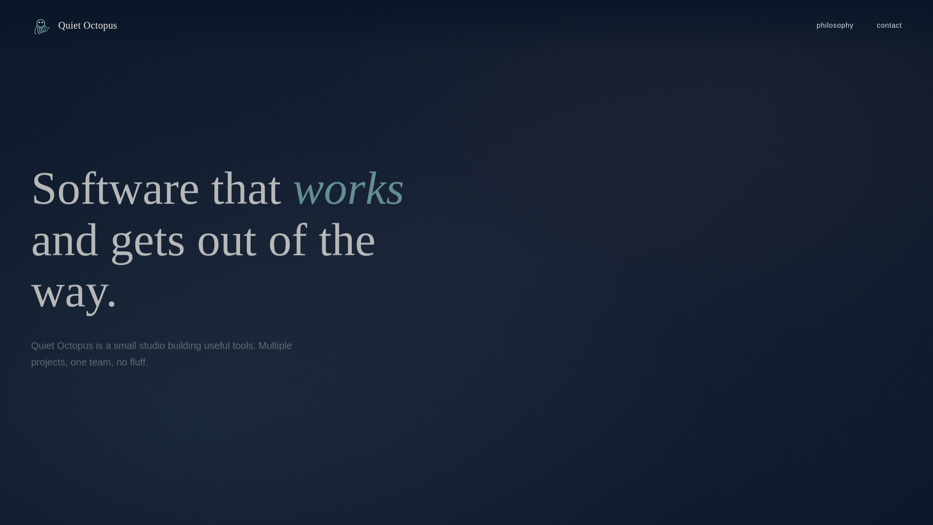 website screenshot of https://quietoctopus.dev/