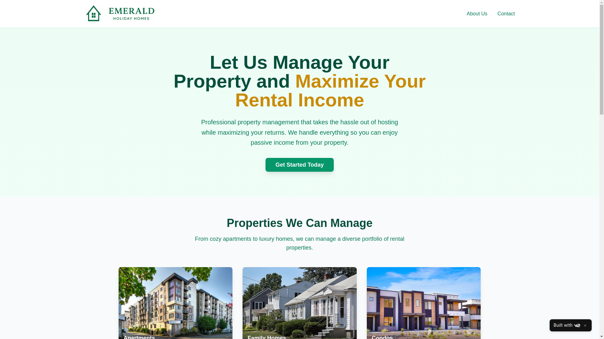 website screenshot of https://emeraldholidayhomes.com/