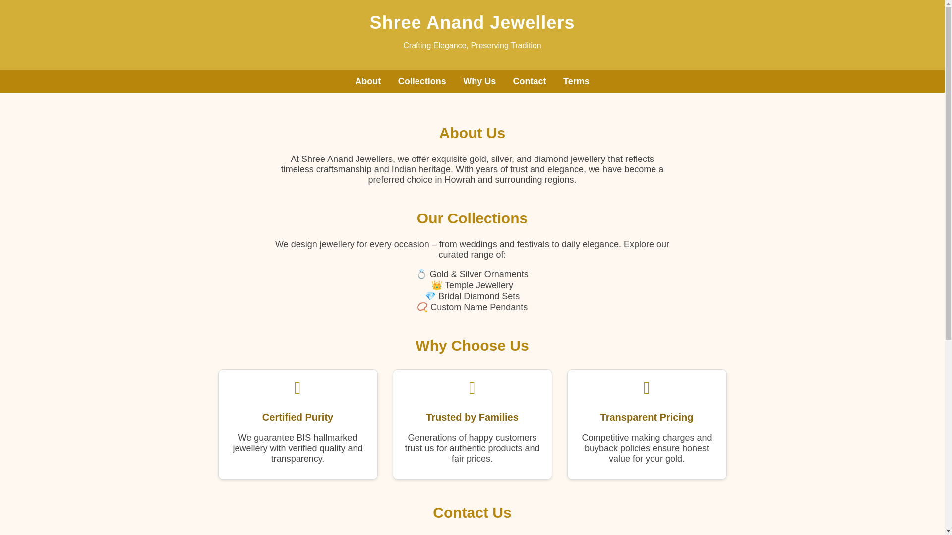 website screenshot of https://shreeanandjewellers.shop/