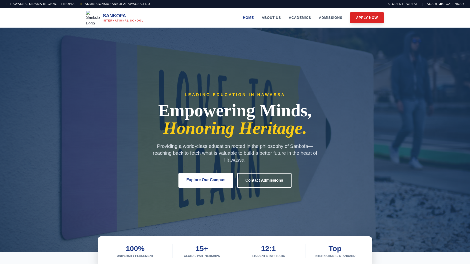website screenshot of https://sankofainternationalschool.com/