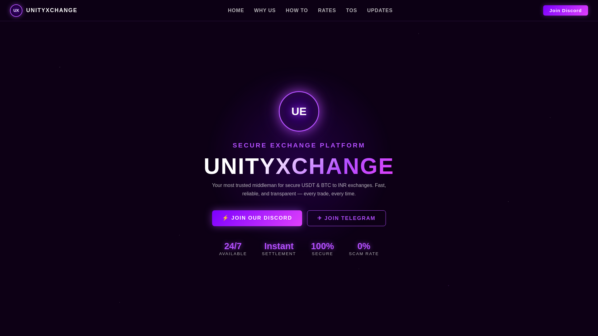 website screenshot of https://unityxchange.in/