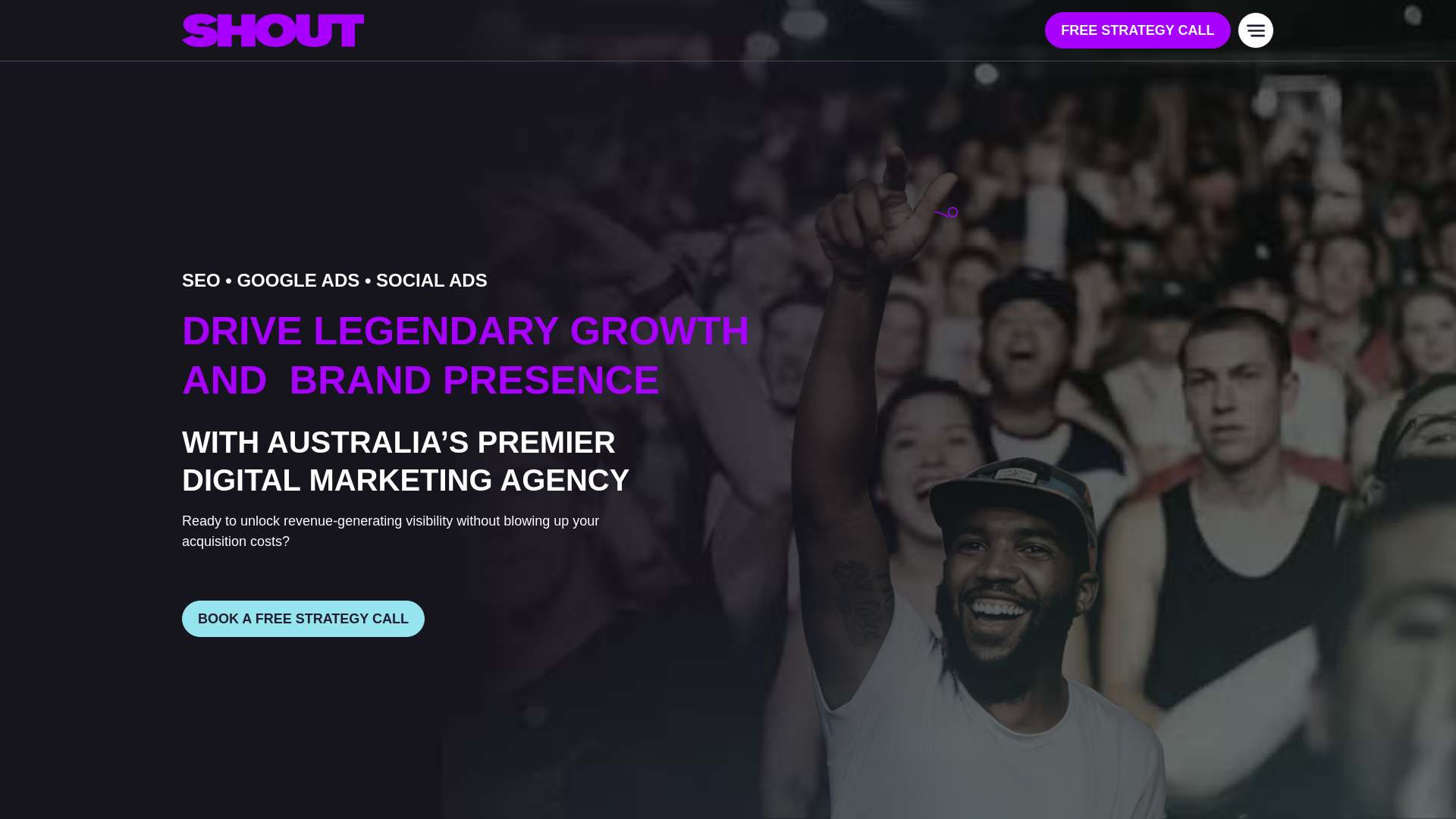 website screenshot of https://tryshoutdigital.com/