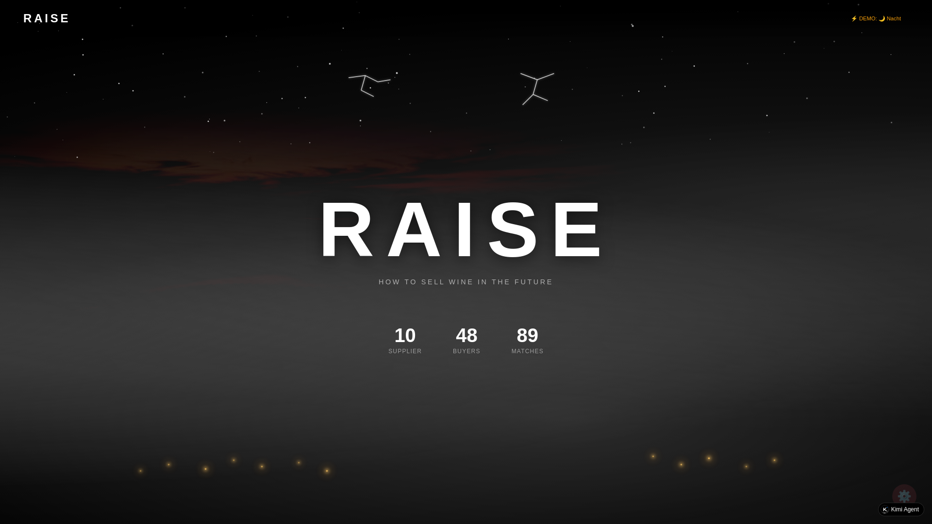 website screenshot of https://raise.wine/