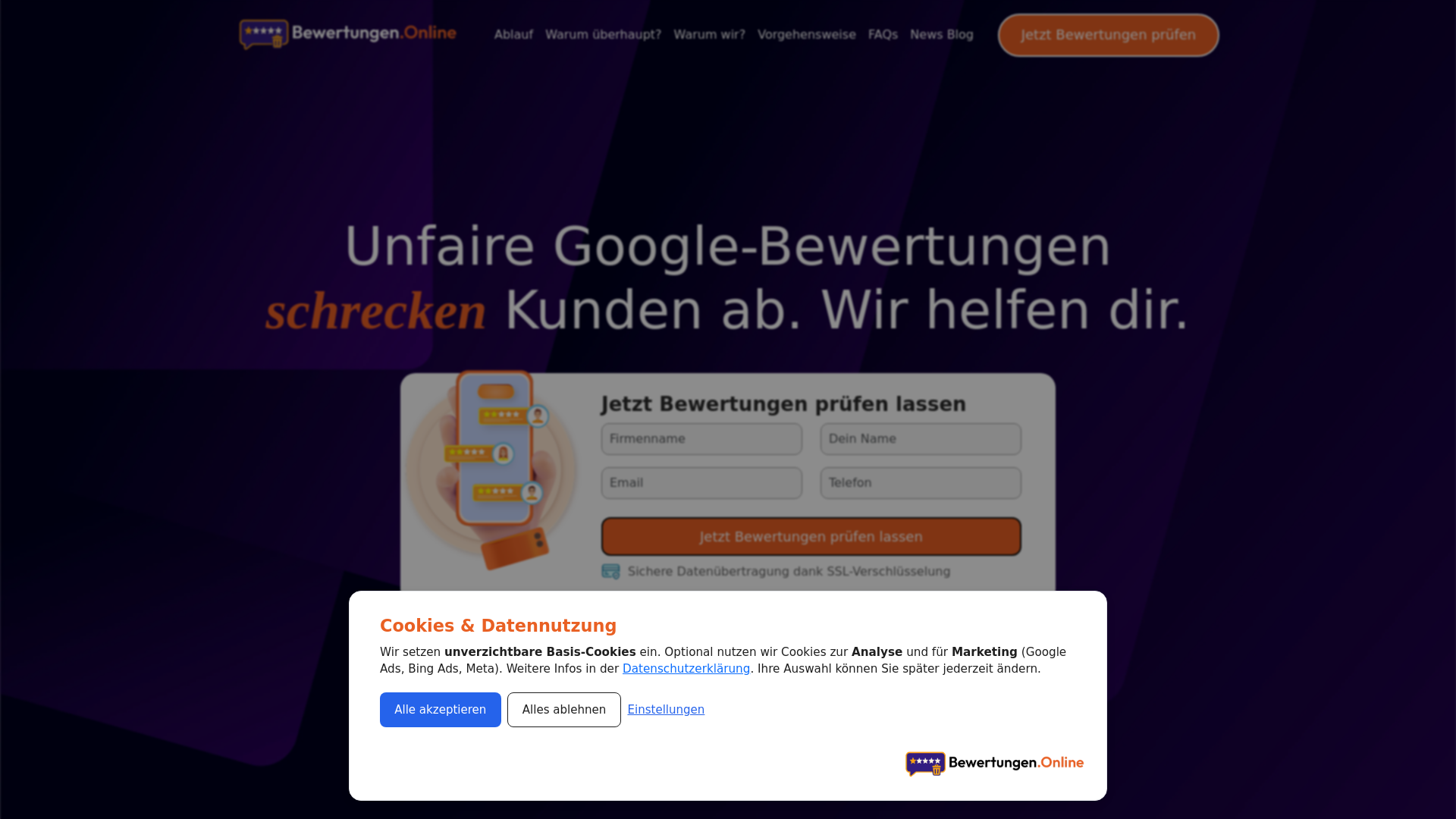 website screenshot of https://bequemloeschen.de/