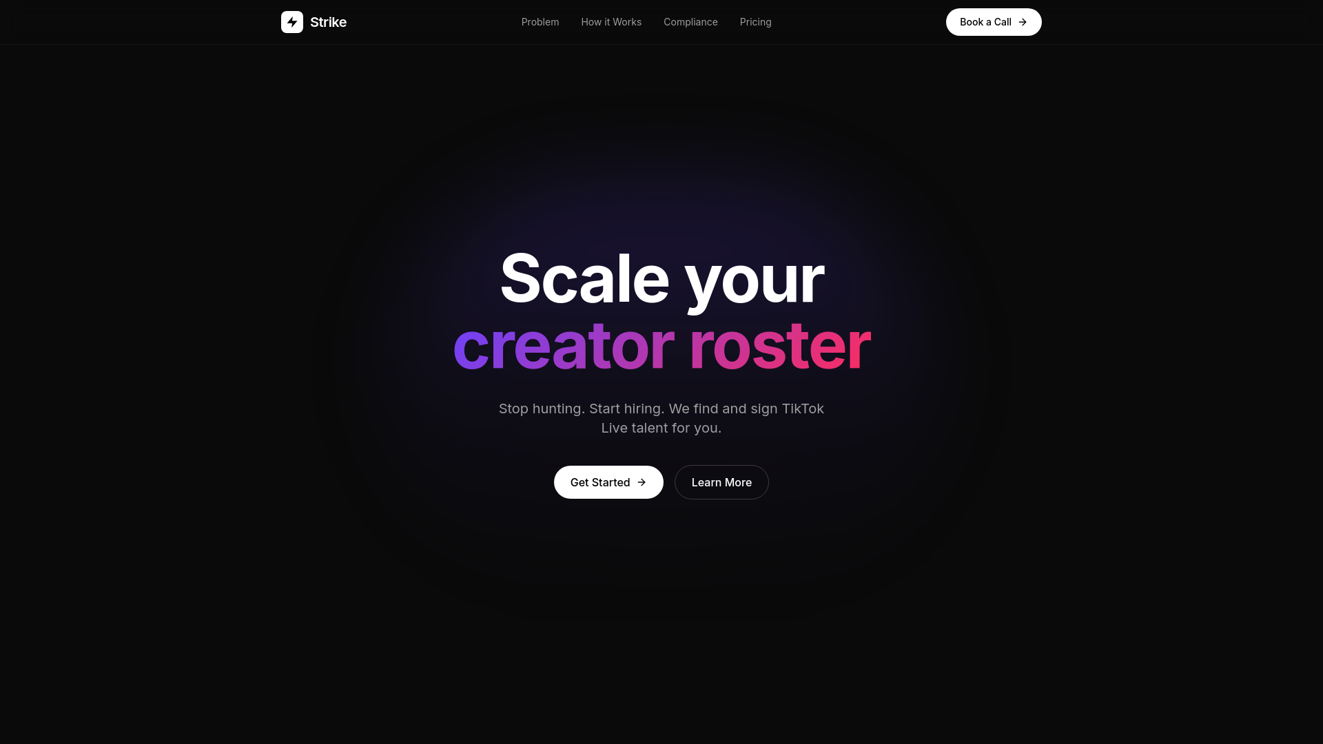 website screenshot of https://strikerecruiting.com