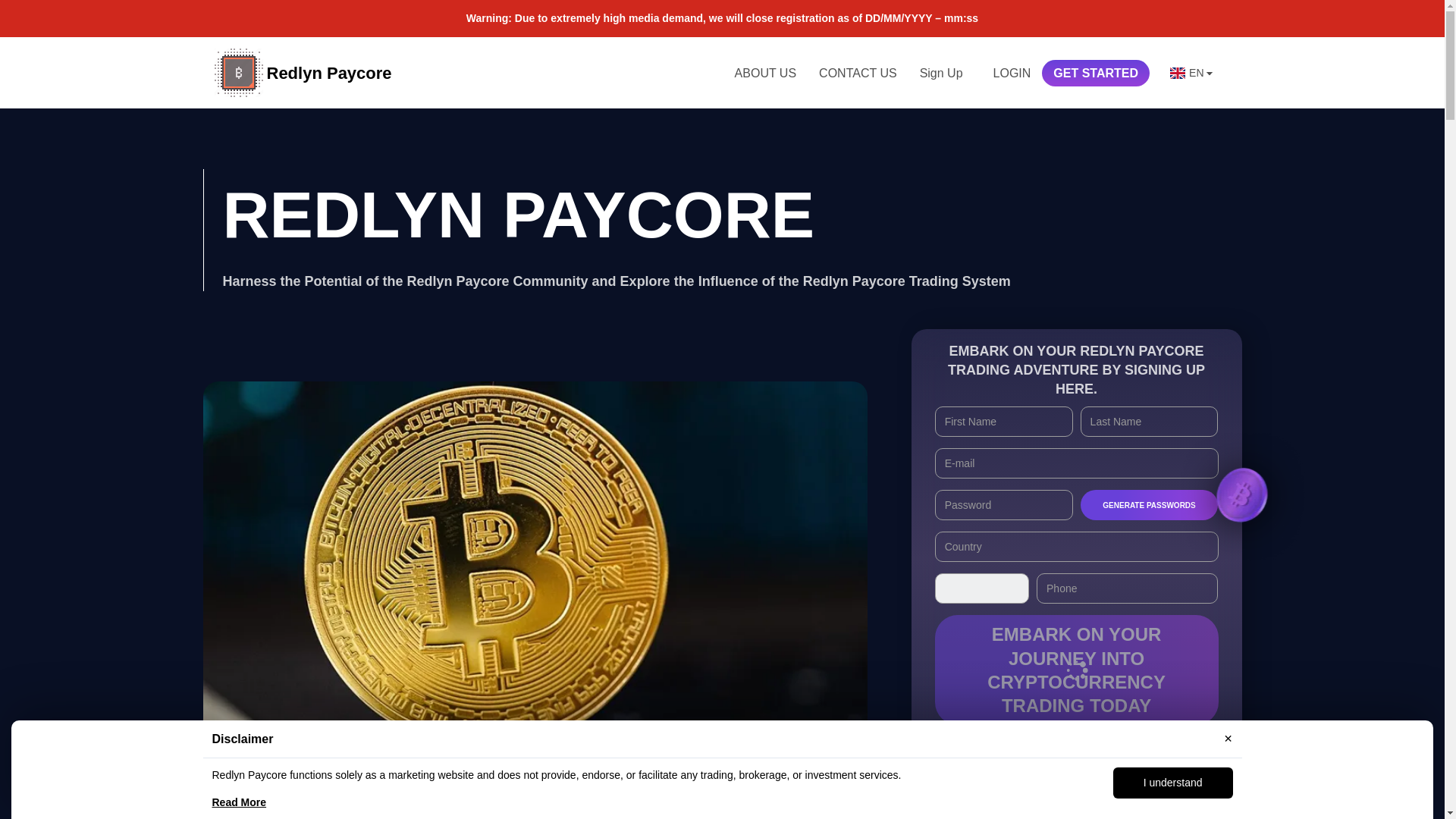website screenshot of https://redlynpaycore-engine.com/
