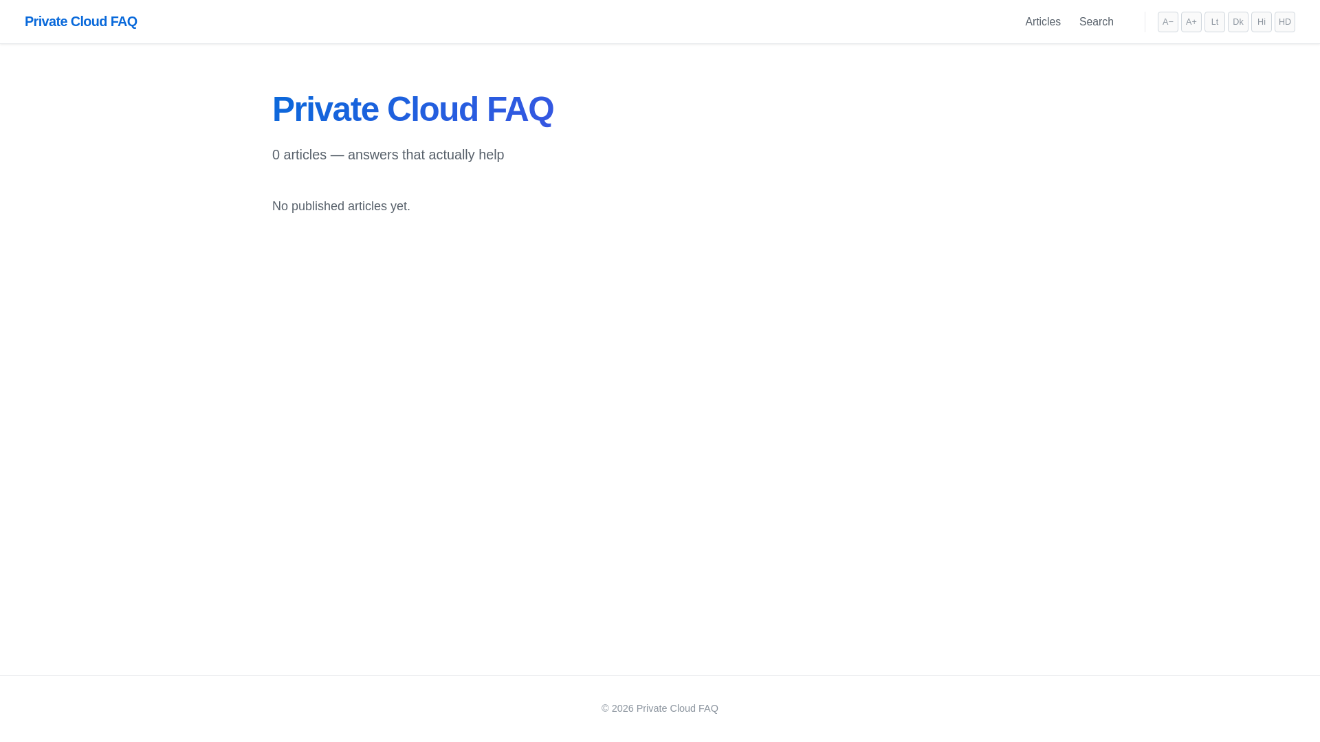 website screenshot of https://privatecloudfaq.com/