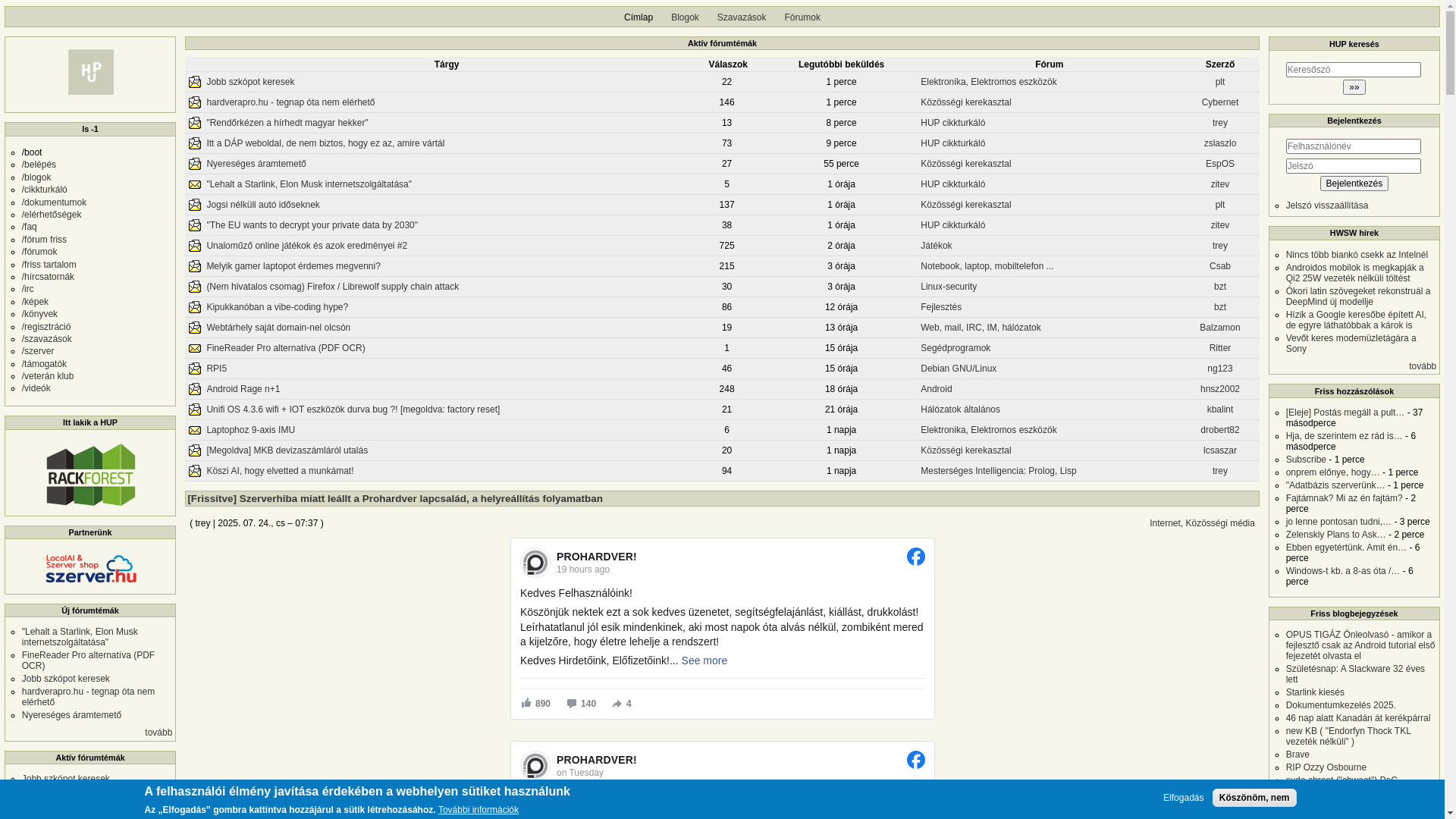 website screenshot of https://hup.hu/