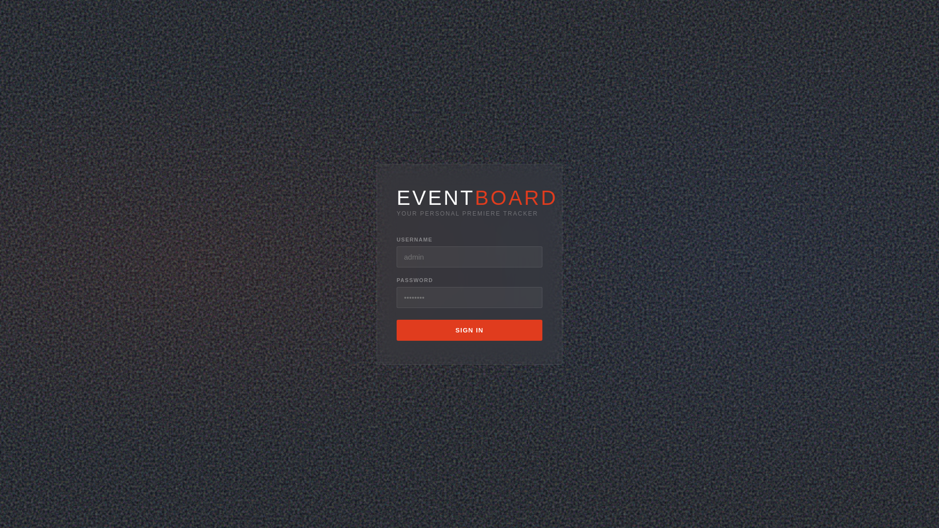 website screenshot of https://eventboard.space