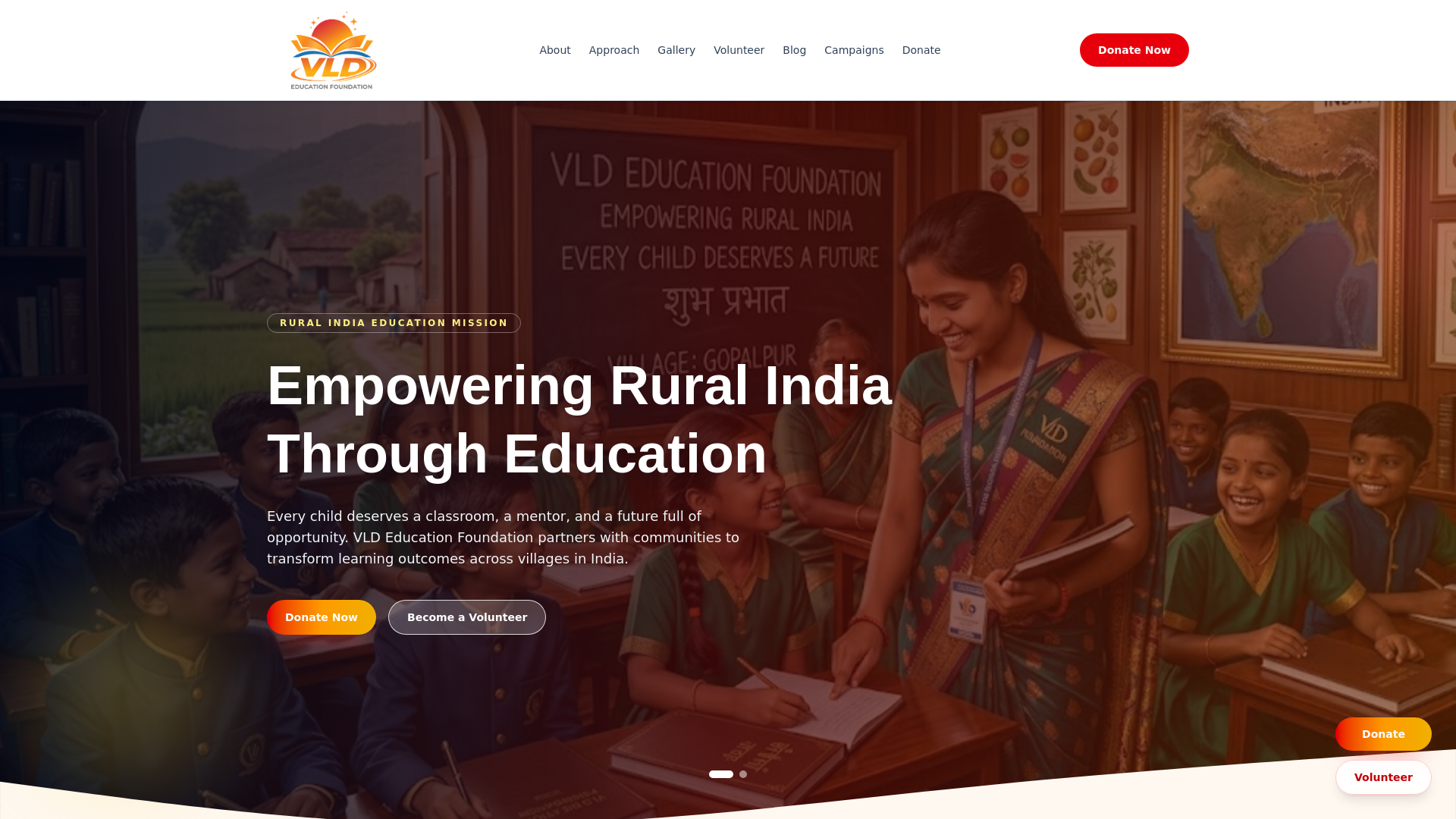website screenshot of https://vldfoundation.org/