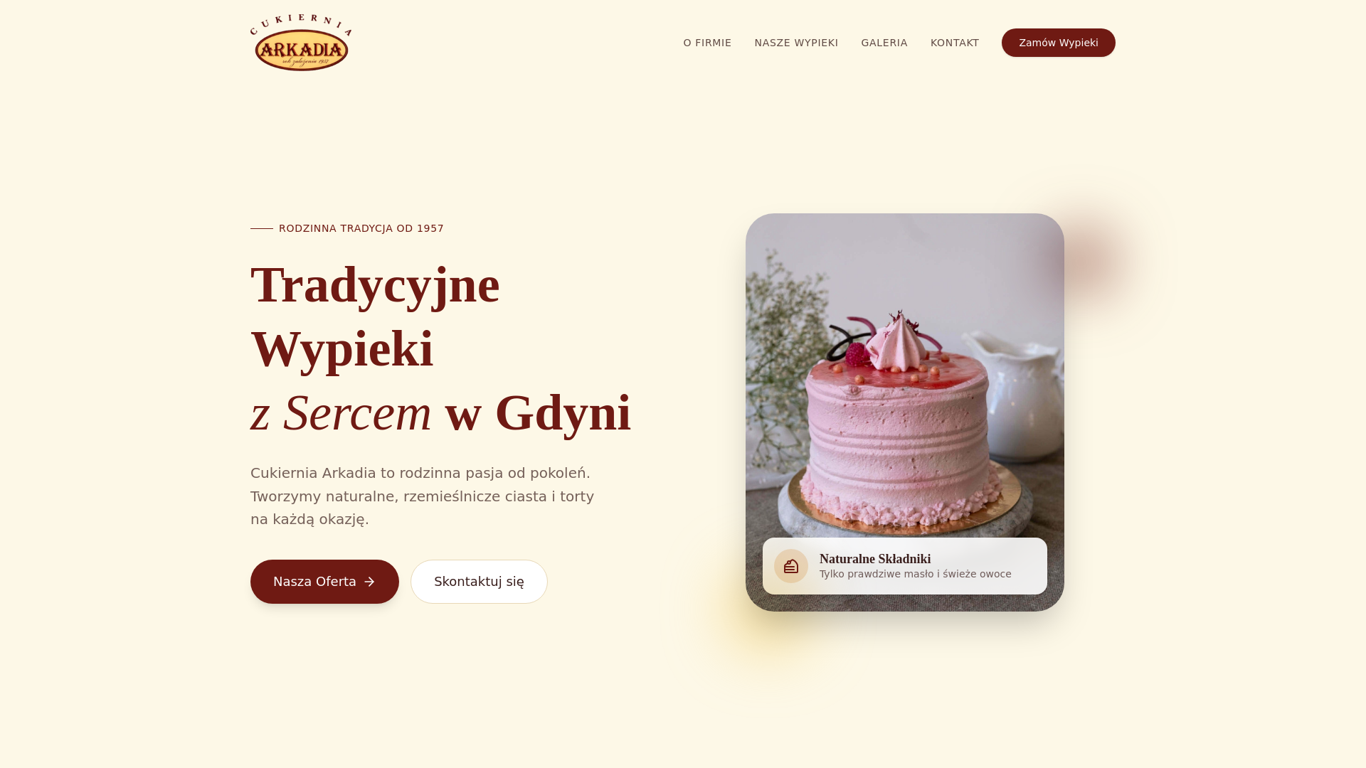 website screenshot of https://cukierniagdynia.pl/