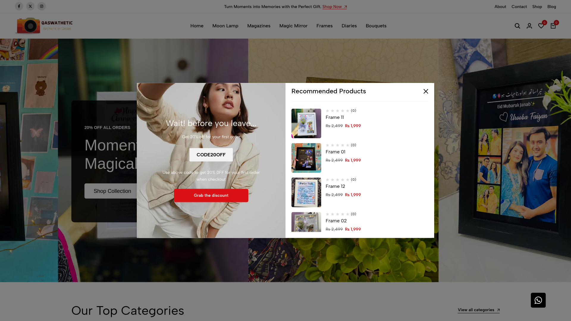 website screenshot of https://qaswathetic.shop