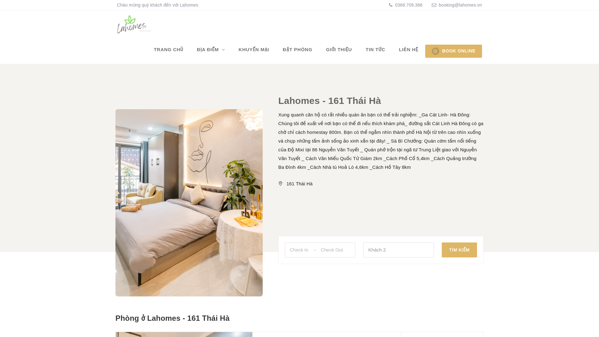 website screenshot of https://lahomes.vn/branch/lahomes-161-thai-ha/