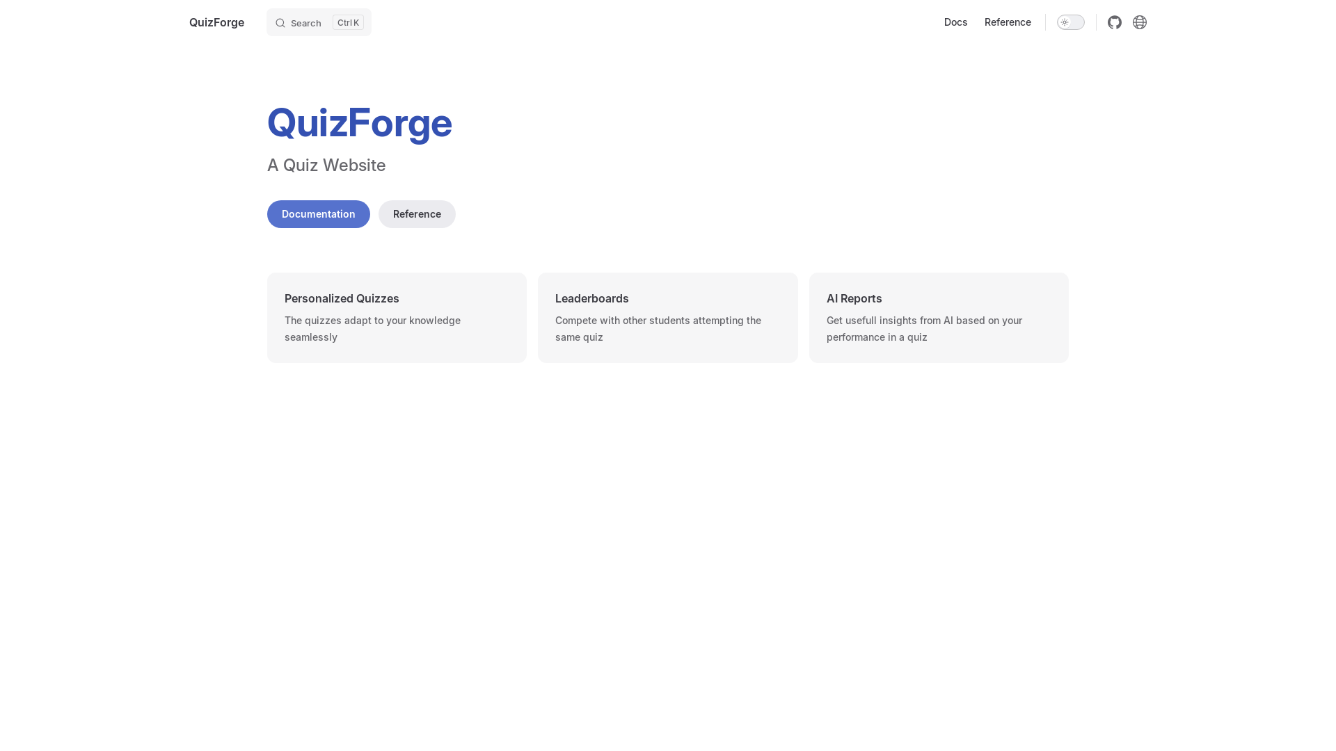 website screenshot of https://quizforge-docs.pages.dev/
