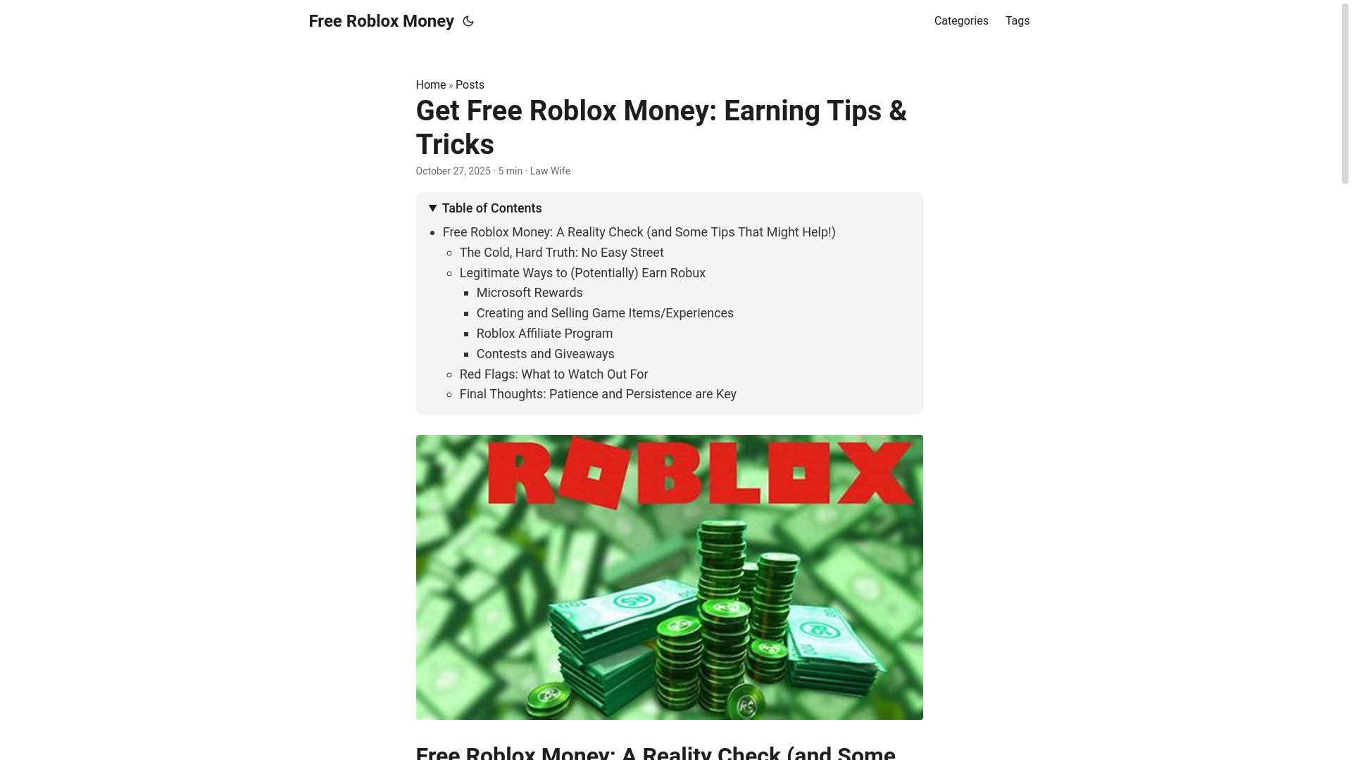 website screenshot of https://free-roblox-money.pages.dev/