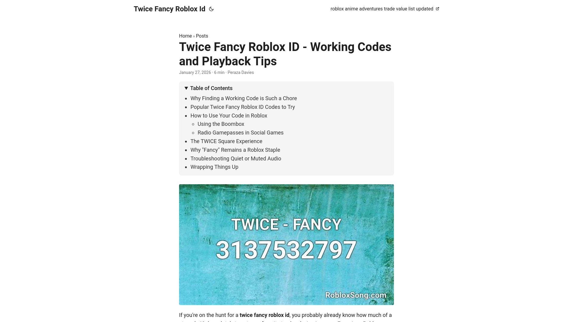 website screenshot of https://twice-fancy-roblox-id.pages.dev/