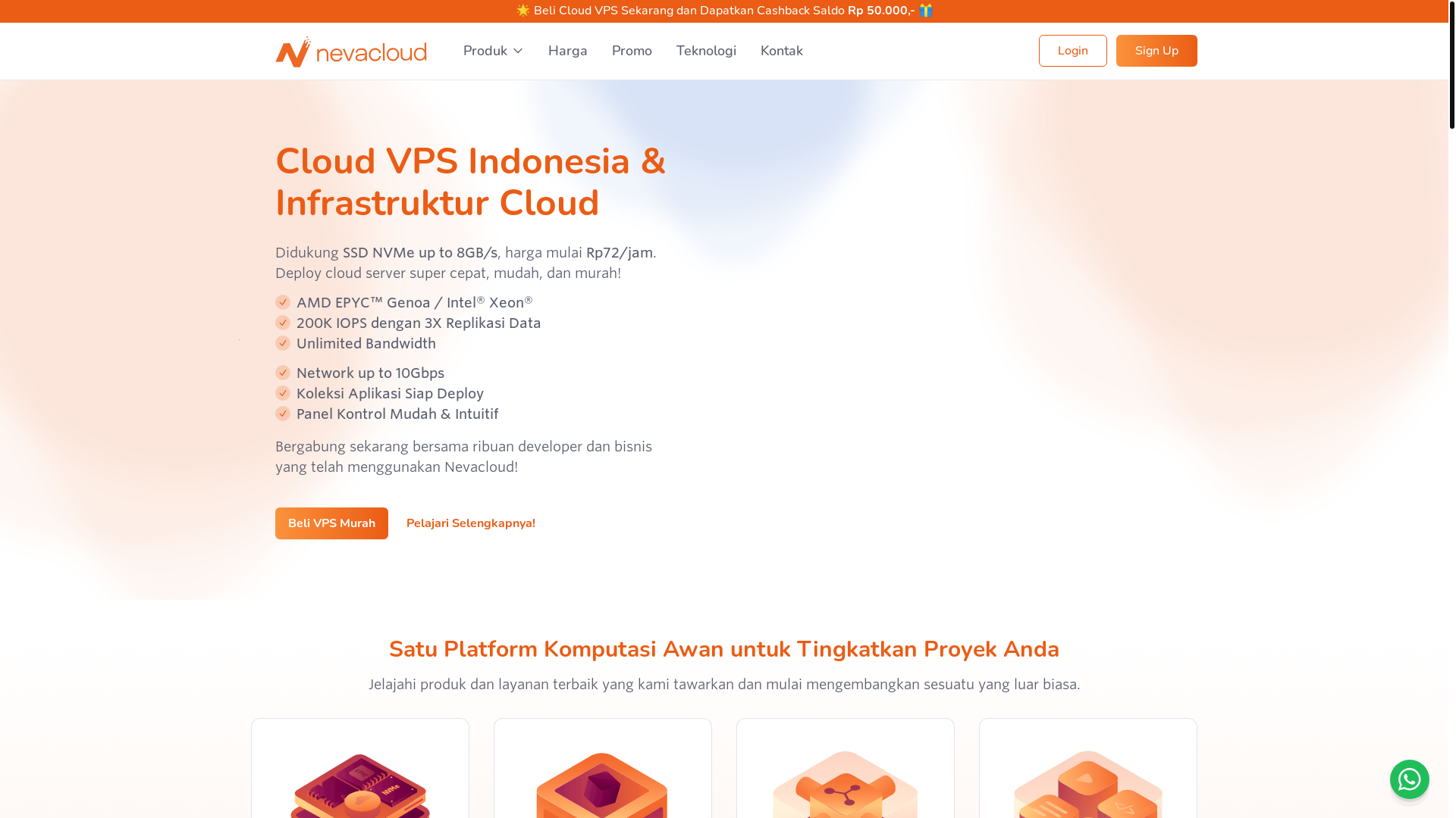 website screenshot of https://nevacloud.com