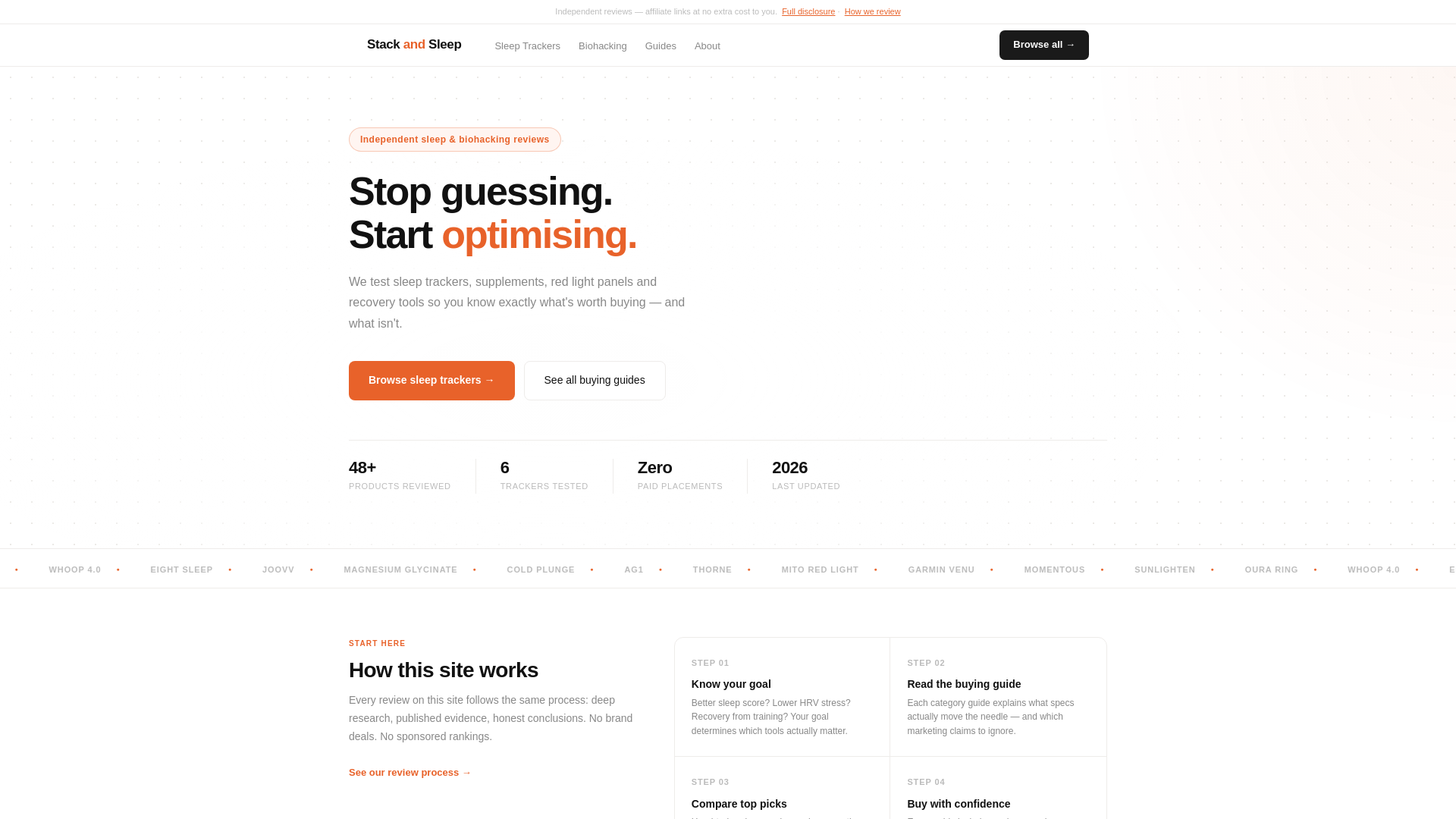 website screenshot of https://stackandsleep.com/
