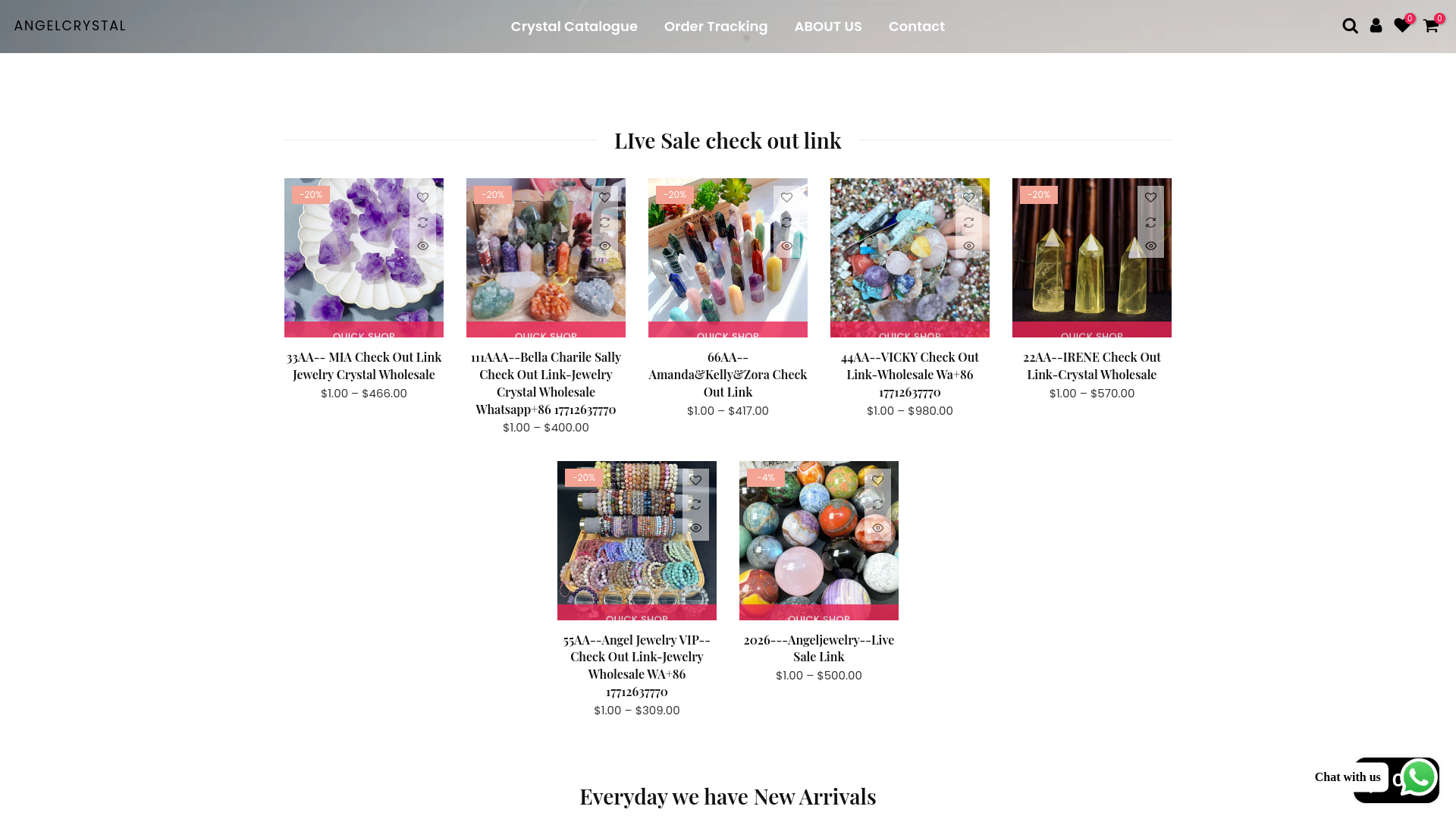 website screenshot of https://angelcrystal8.com/