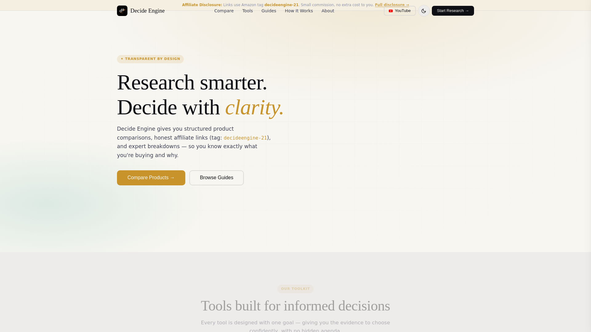 website screenshot of https://decide-engine-v1.pages.dev/