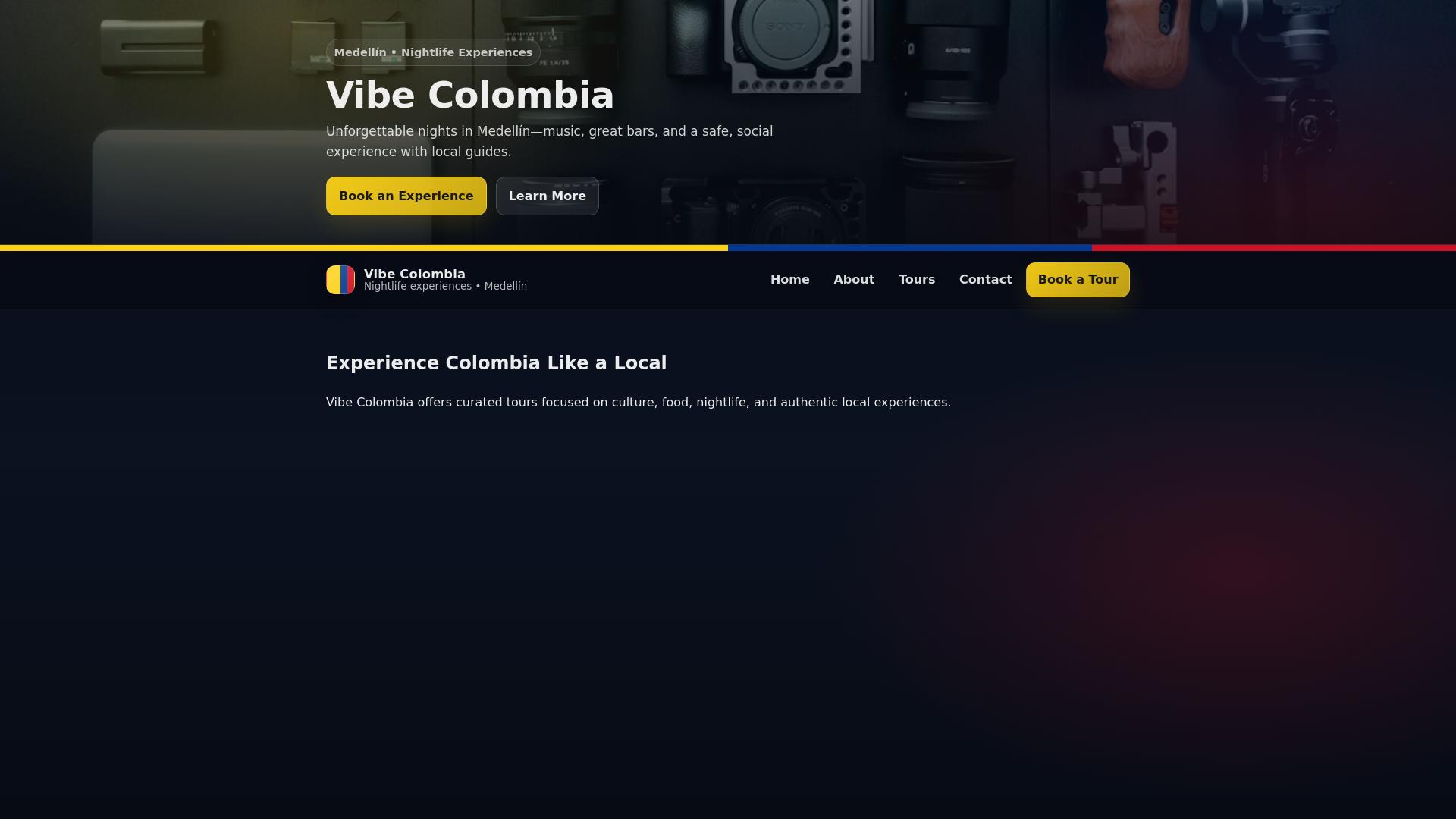 website screenshot of https://vibe-colombia.com/