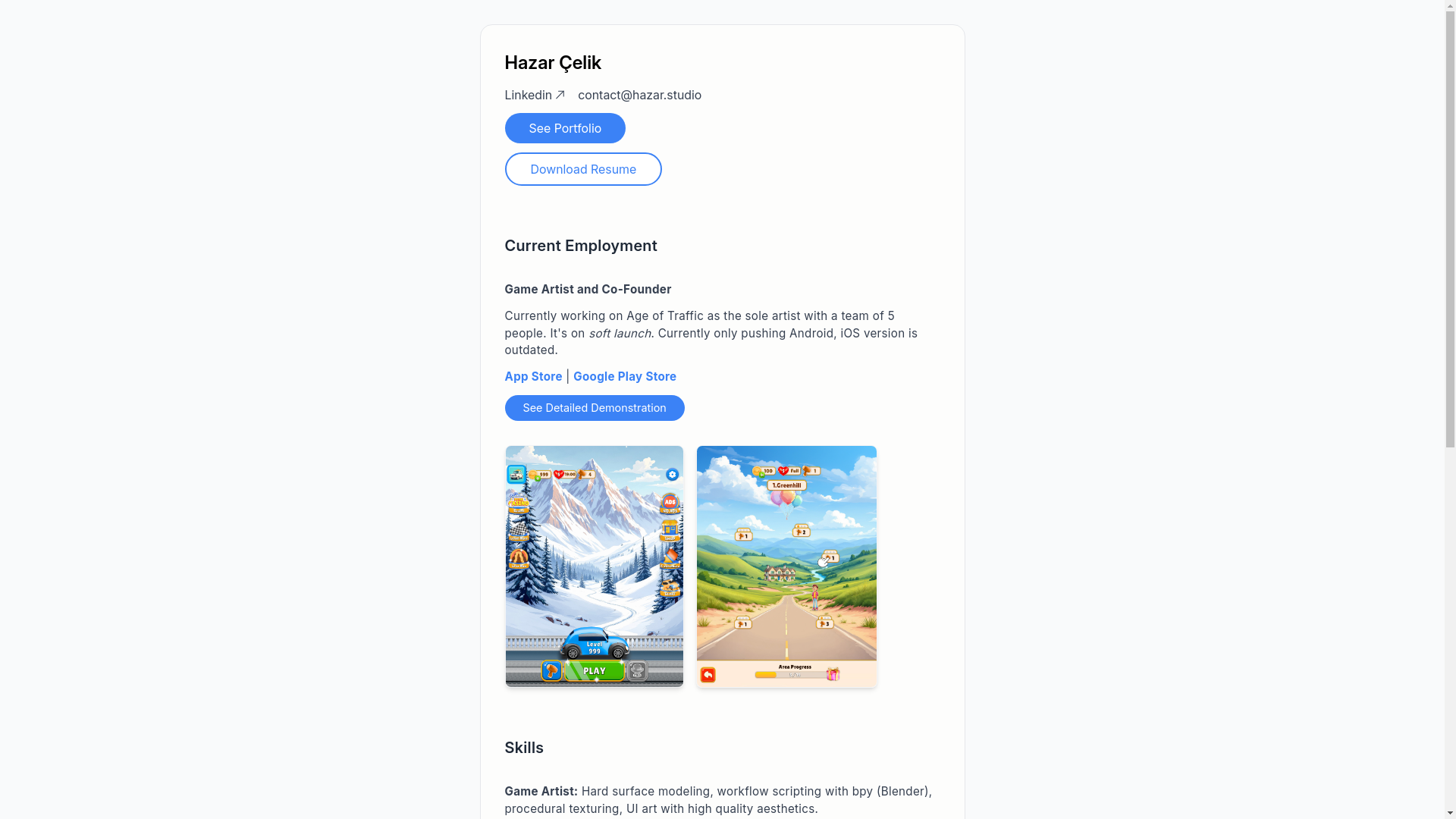 website screenshot of https://hazarstudio.pages.dev/