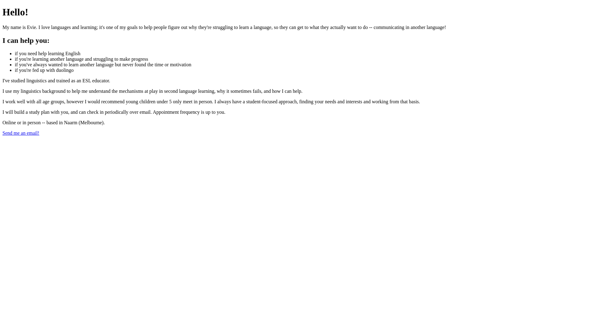 website screenshot of https://learn-with-evie.com.au/