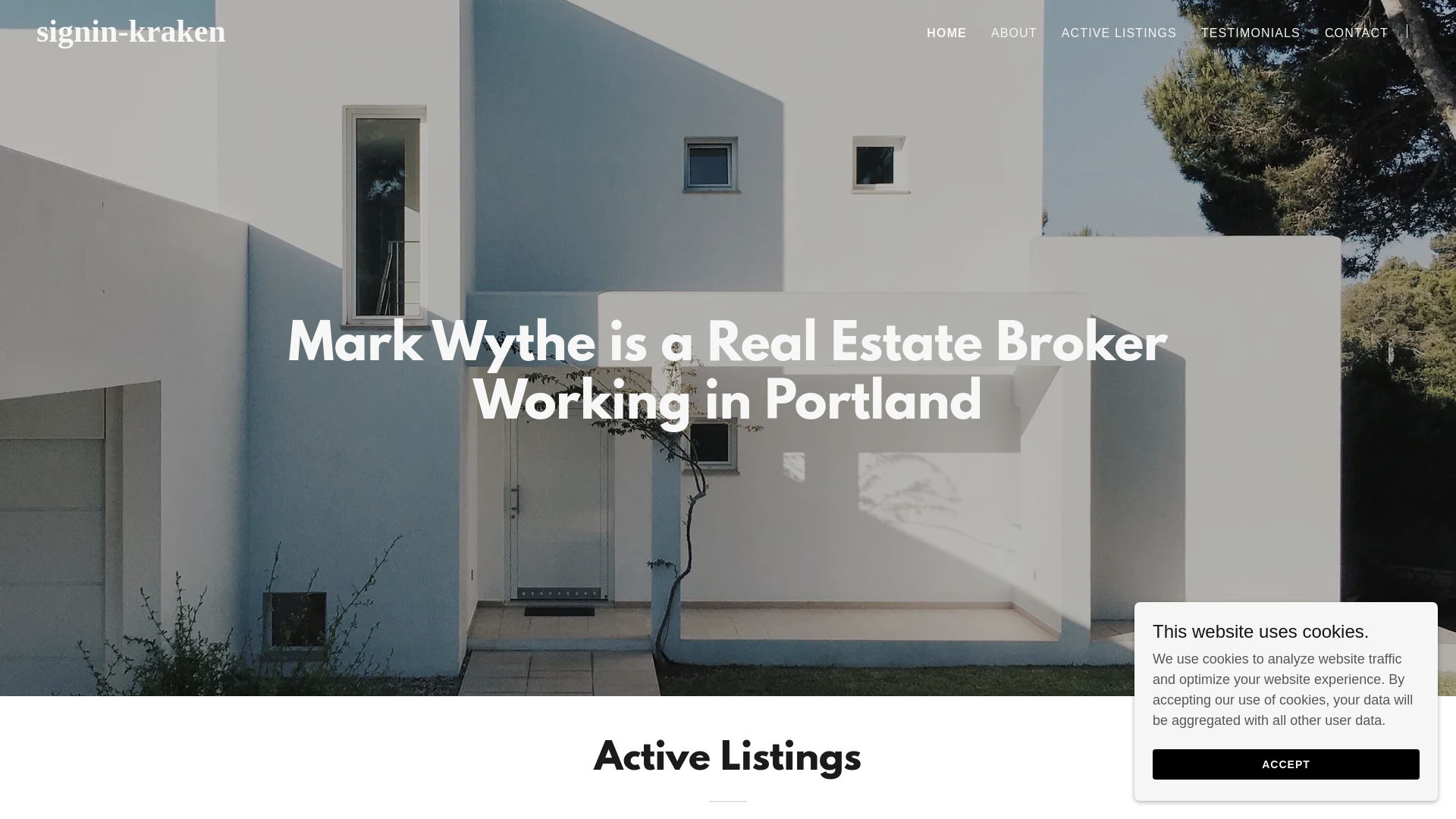 website screenshot of https://signin-kraken.godaddysites.com/