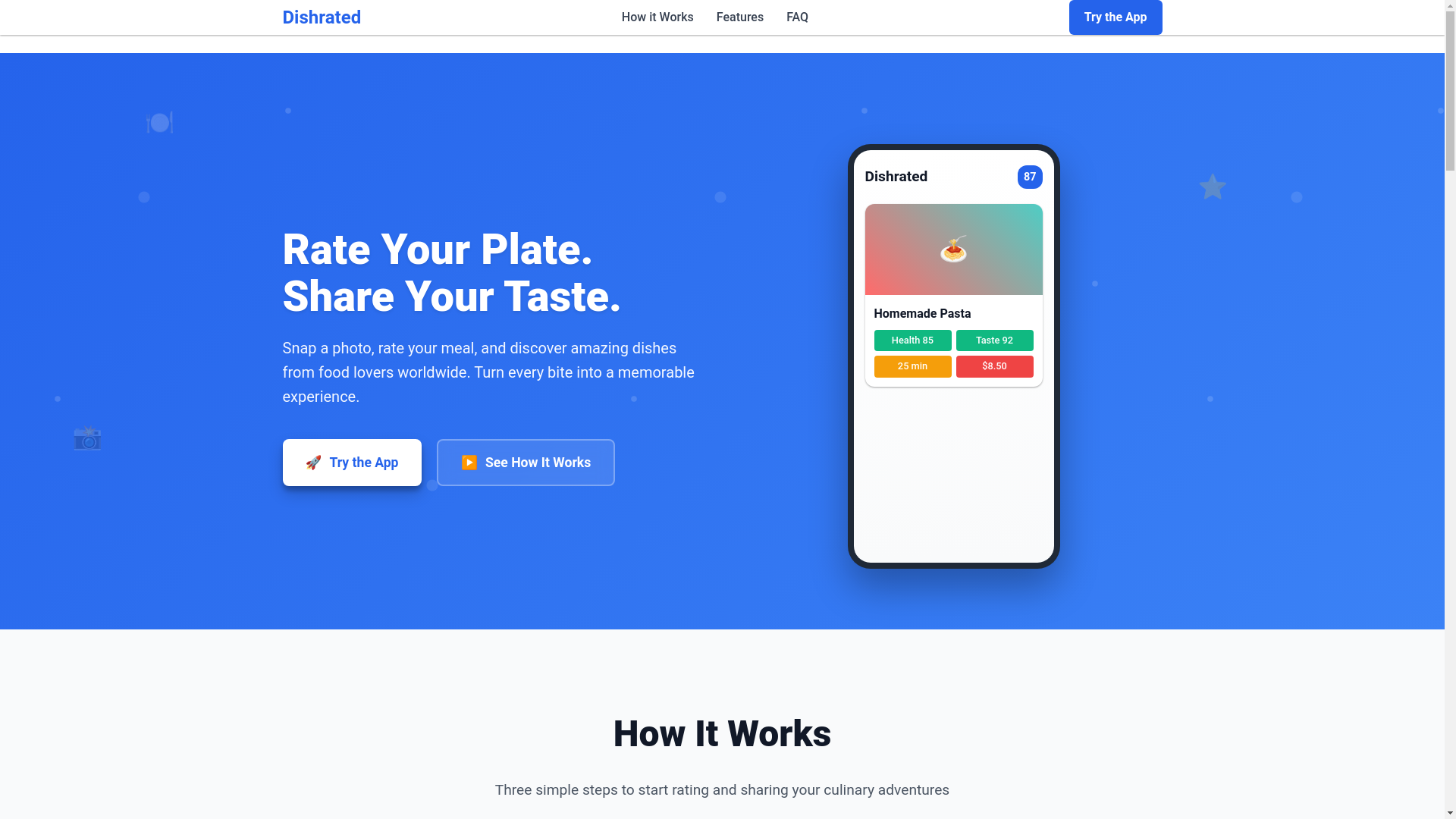 website screenshot of https://dishrated.com/