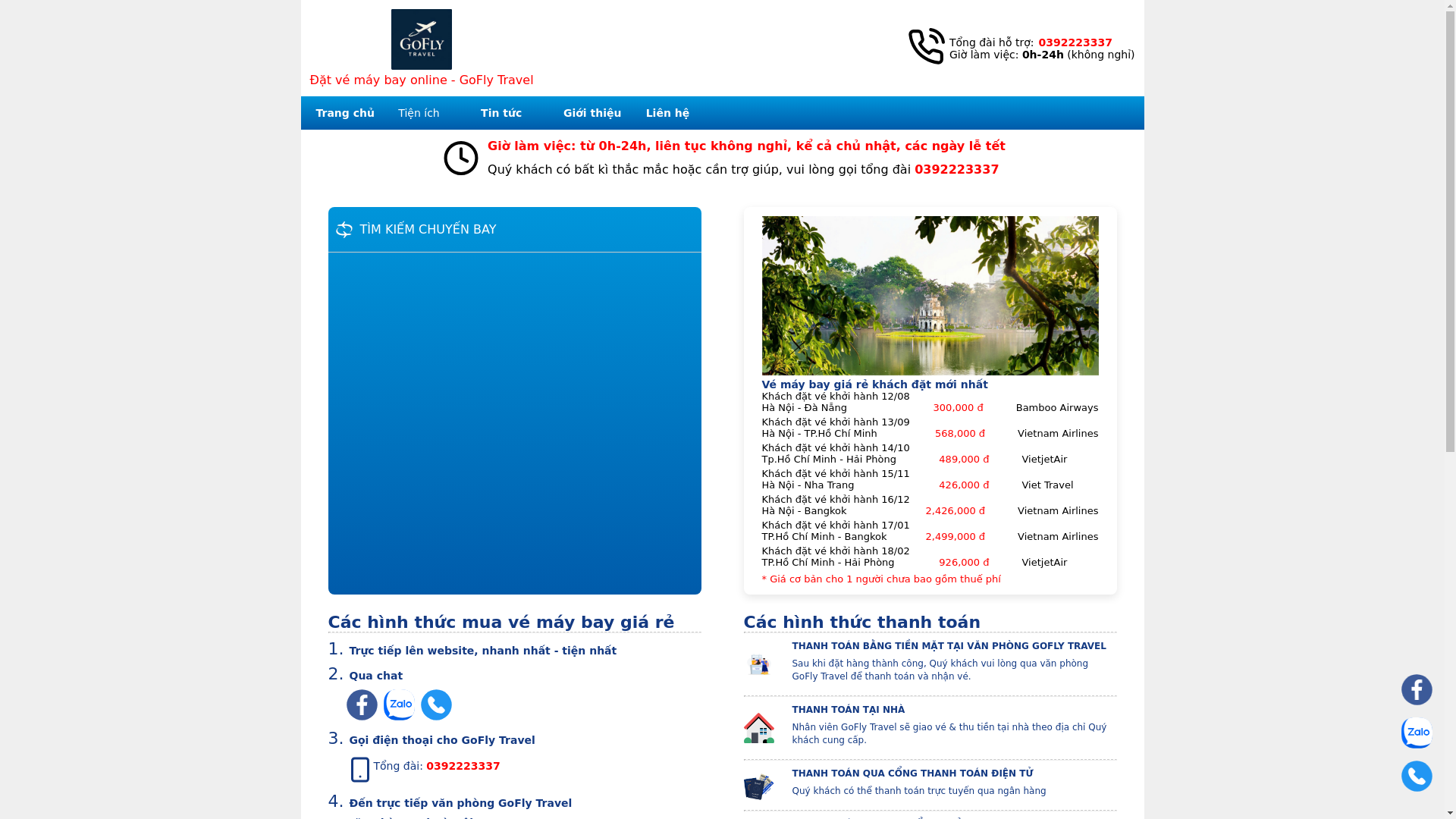 website screenshot of https://goflytravel.com.vn/