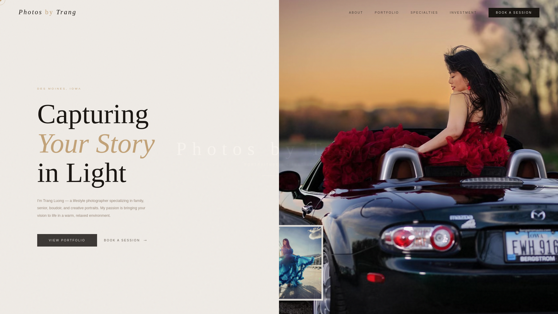 website screenshot of https://photosbytrang.pages.dev/