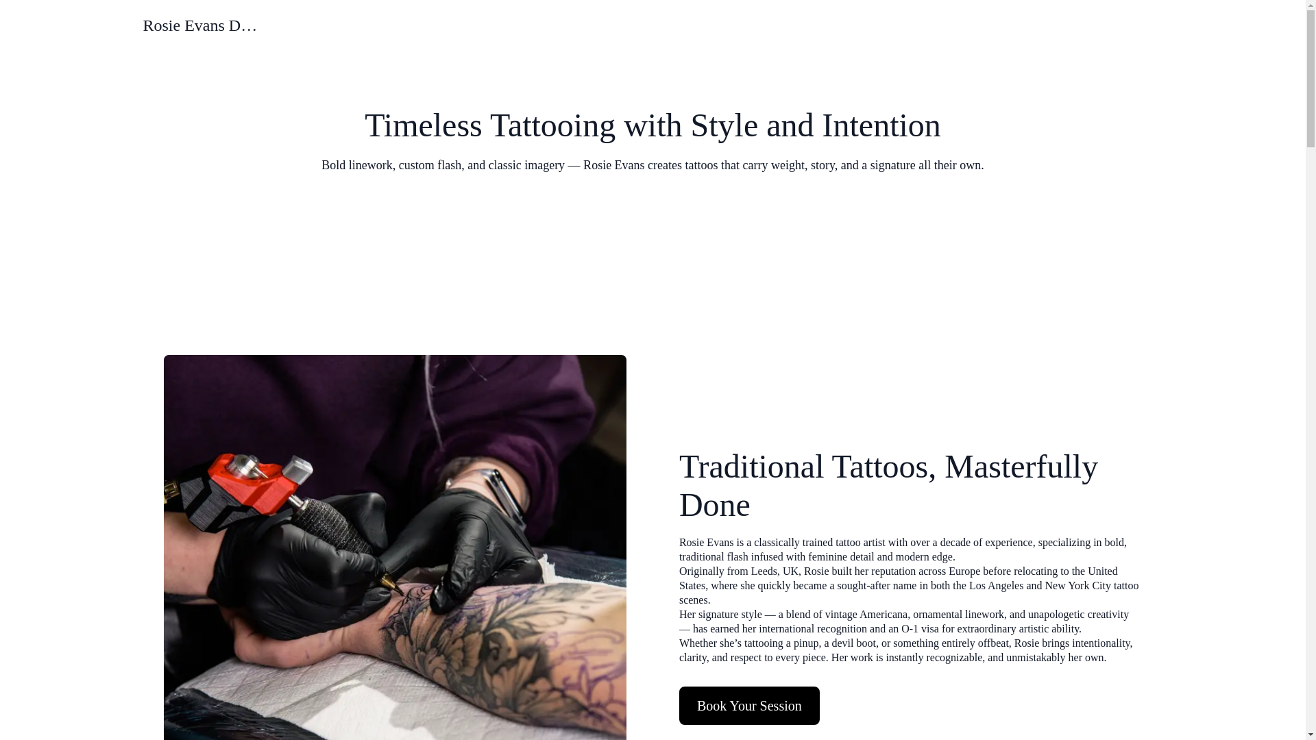 website screenshot of https://rosievans.com/