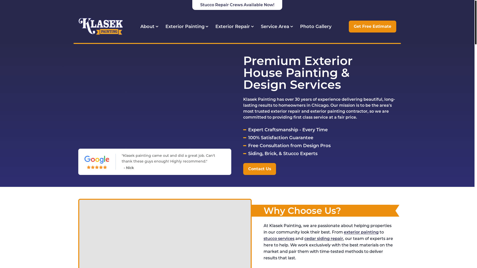 website screenshot of https://client-klasek-painting.pages.dev/