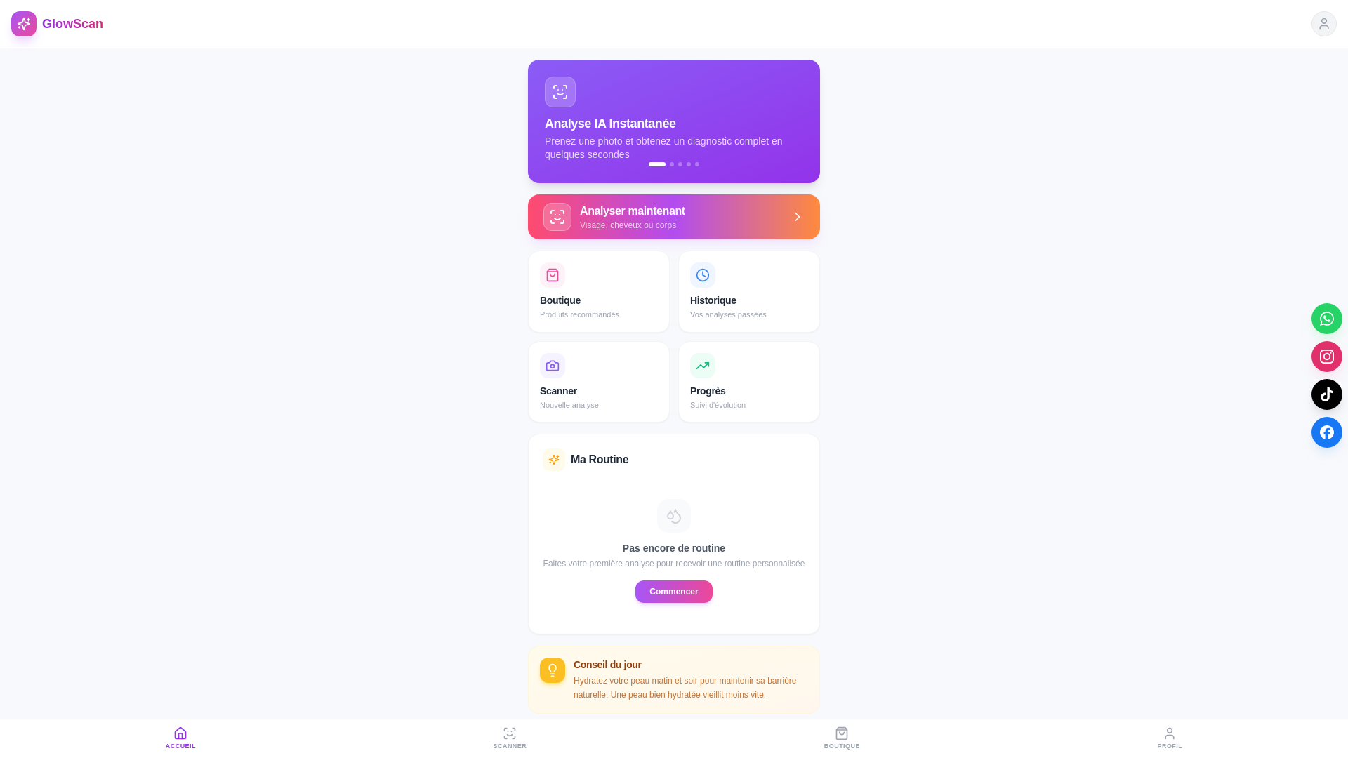 website screenshot of https://glow-scan.com/