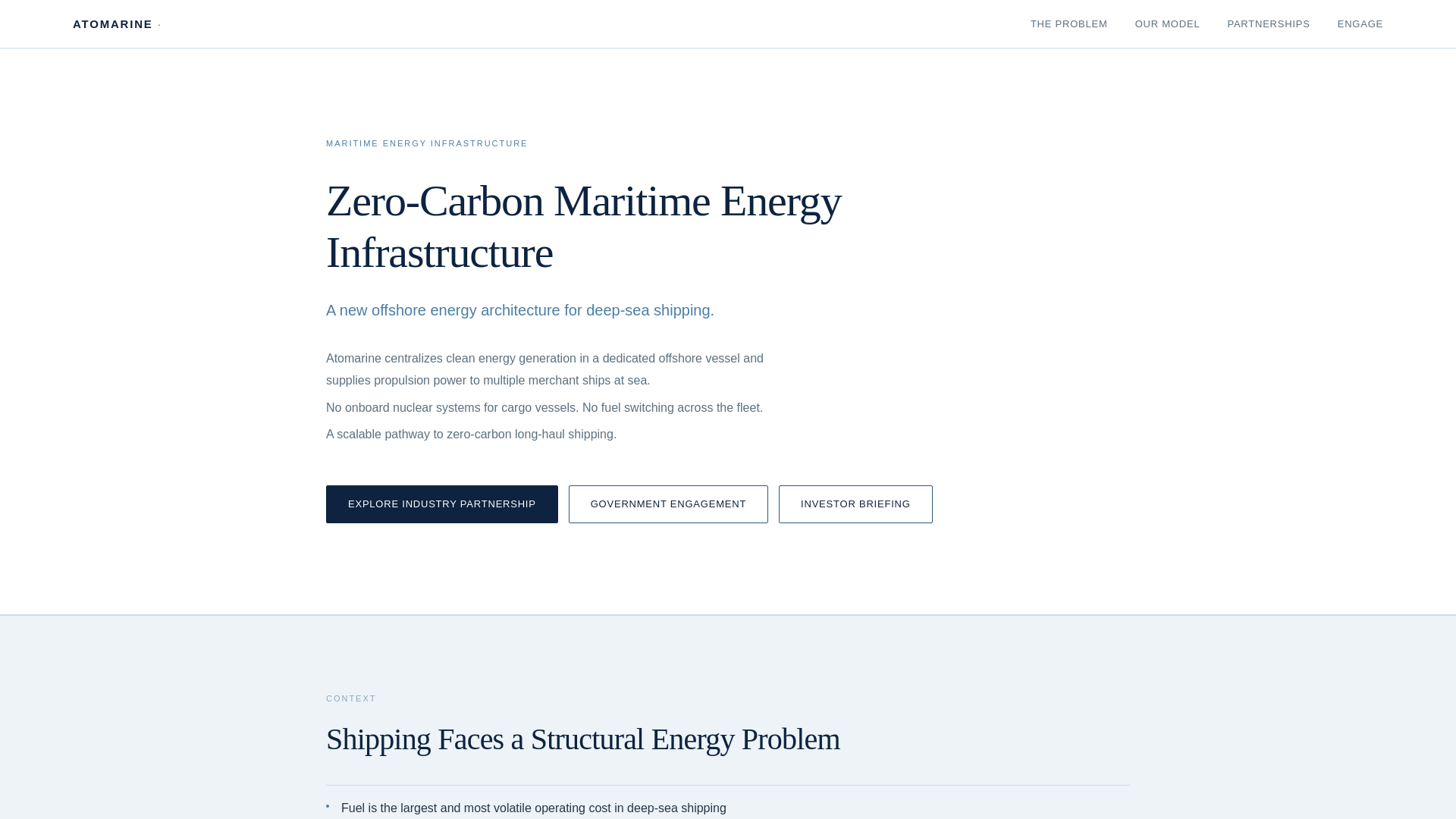 website screenshot of https://atomarine.co/
