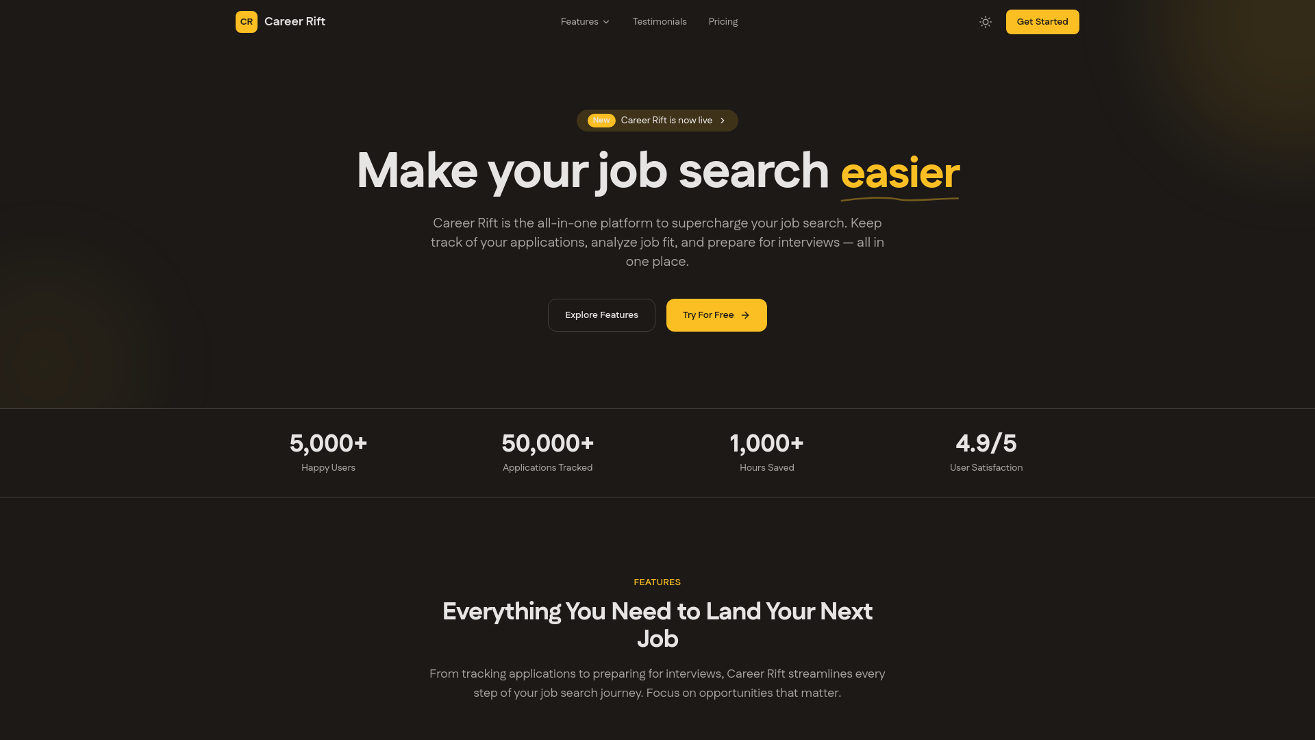 website screenshot of https://careerrift.com/