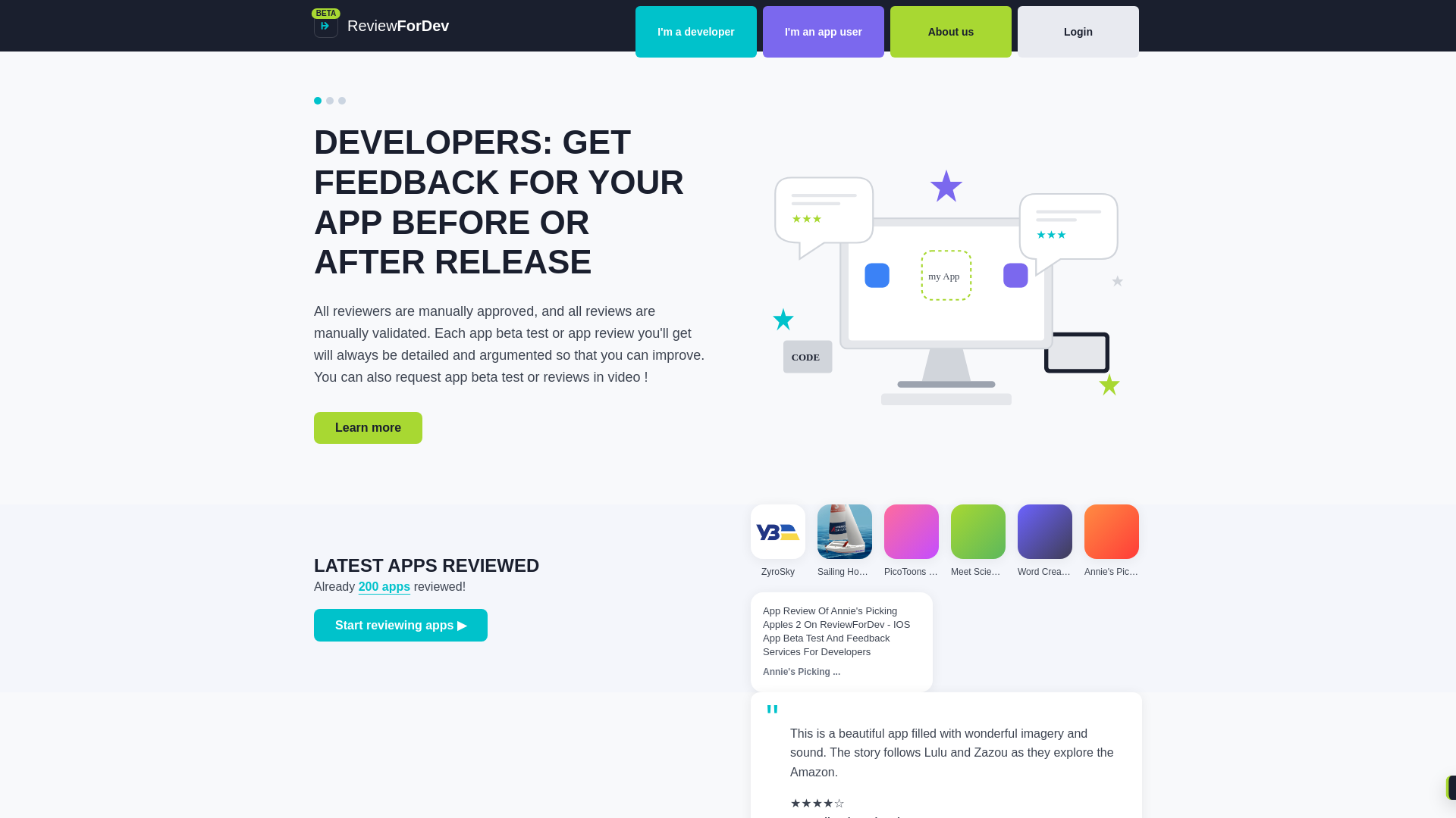 website screenshot of https://review-for-dev.pages.dev/