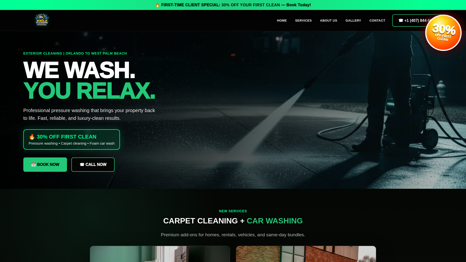 website screenshot of https://regleakleaning.com/