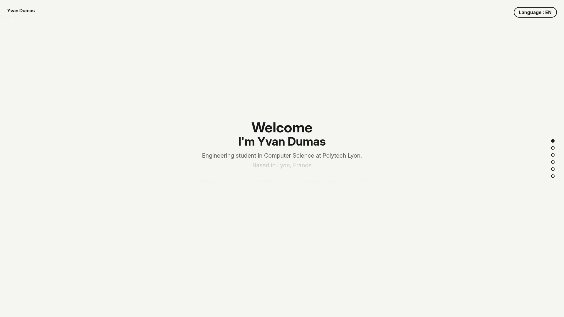 website screenshot of https://yvandumas.pages.dev/