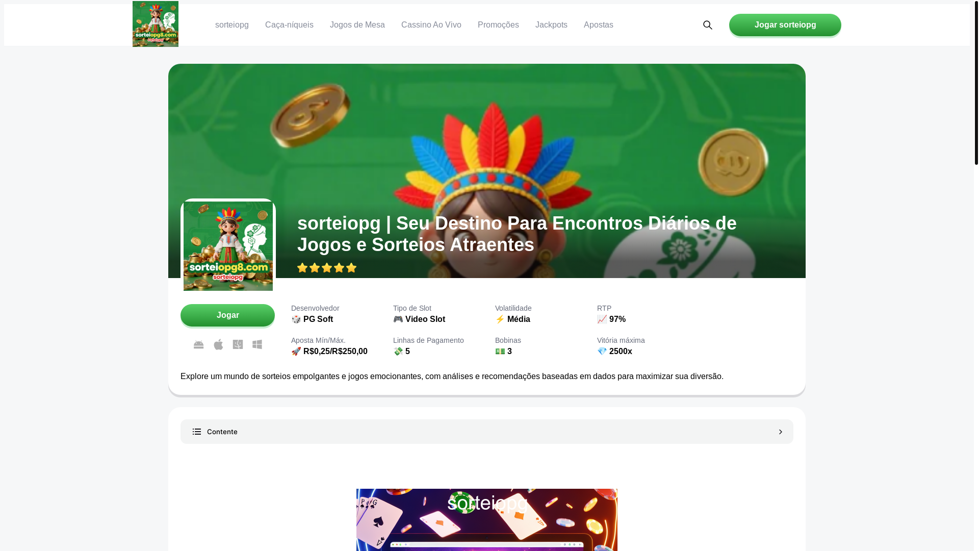 website screenshot of https://sorteiopg8.com/