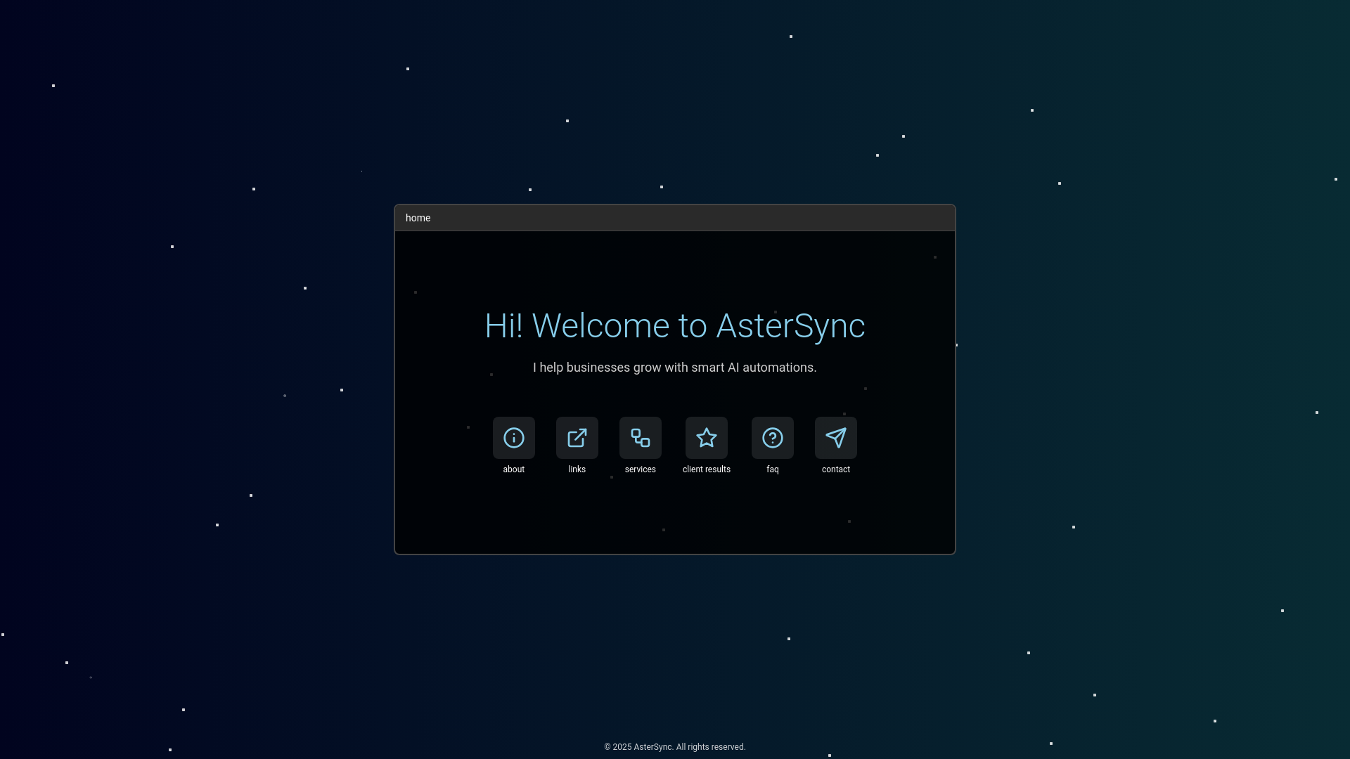 website screenshot of https://tryastersync.com/