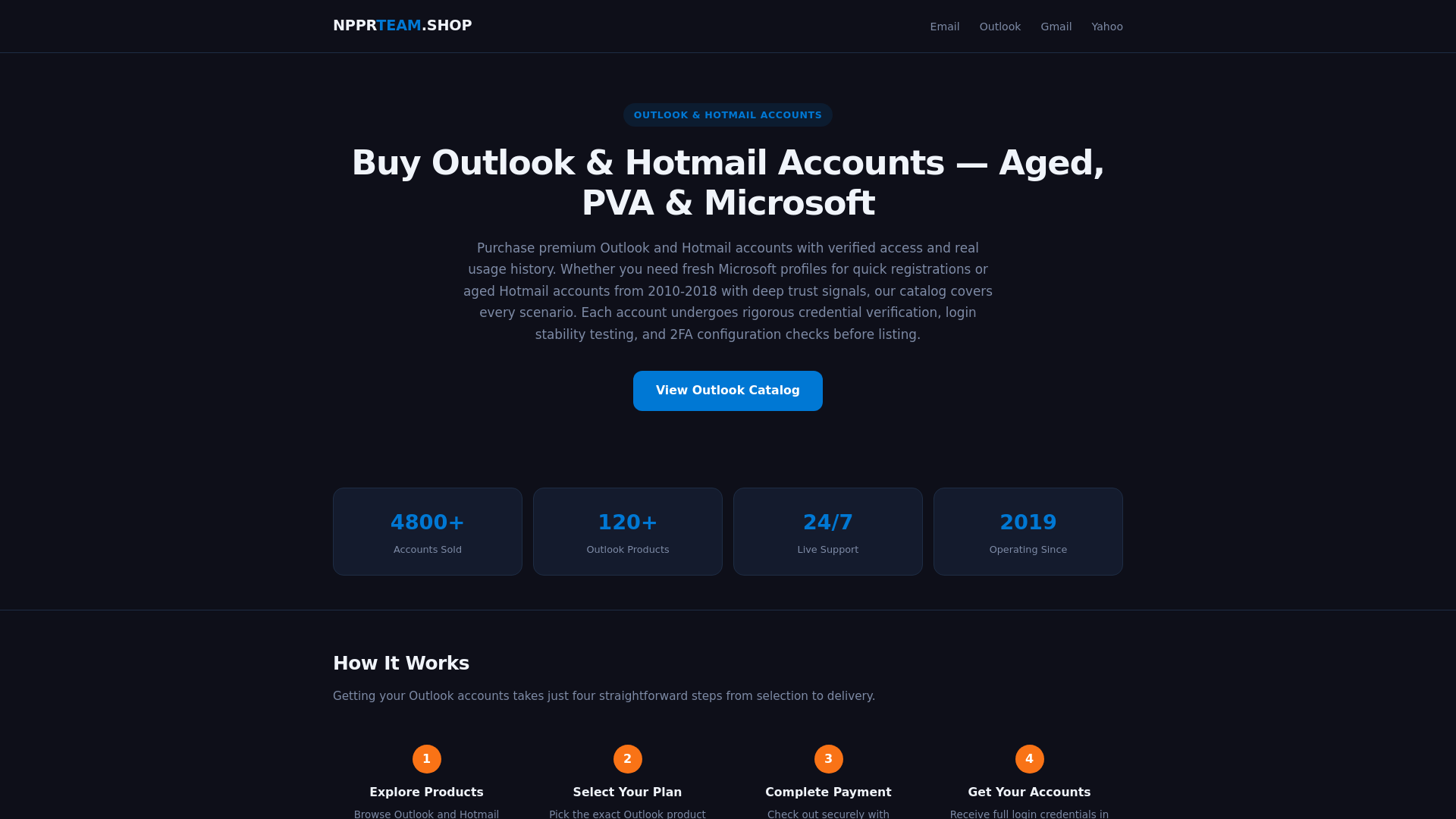 website screenshot of https://accsoutlet100.cc/