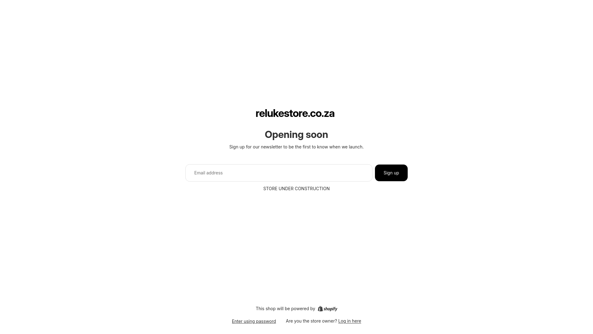 website screenshot of https://relukestore.co.za