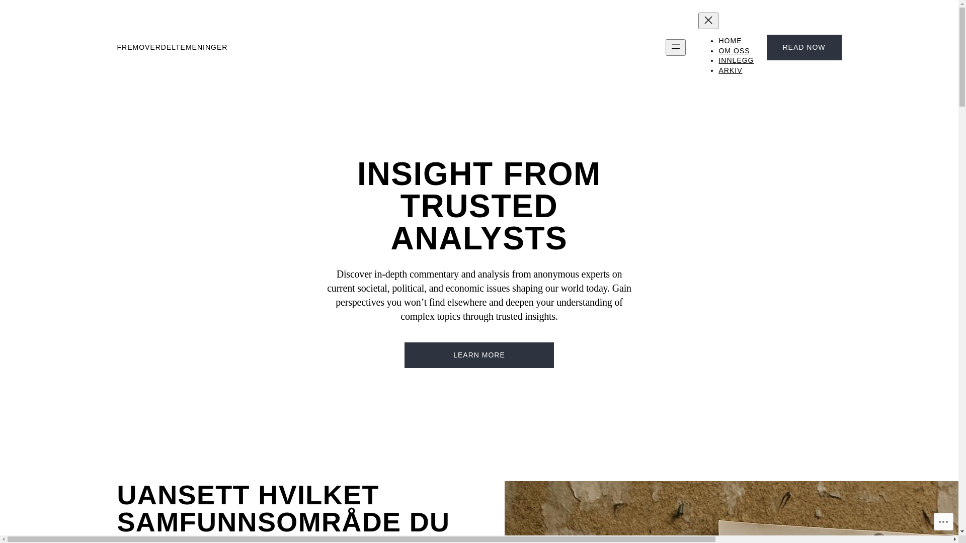 website screenshot of https://fremoverdeltemeninger.com/