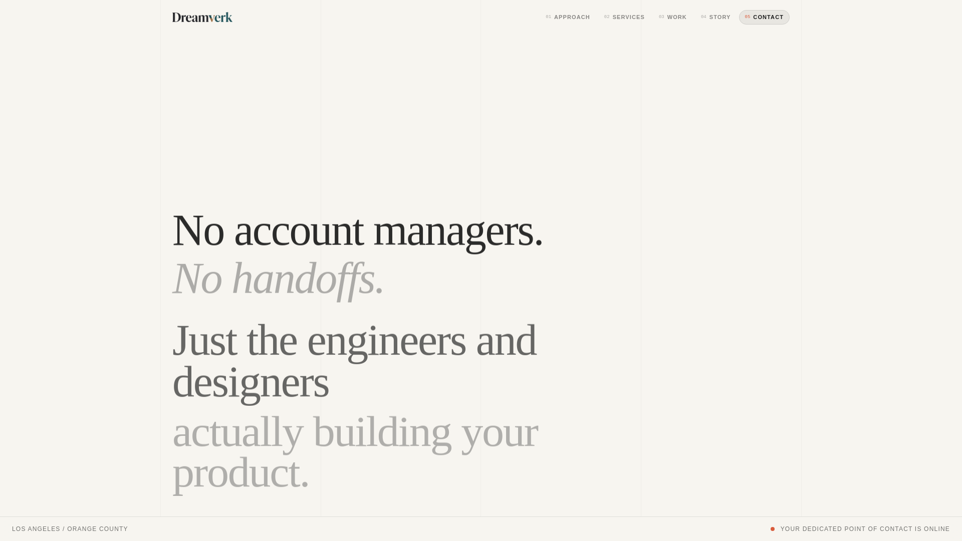 website screenshot of https://dreamverk.com/