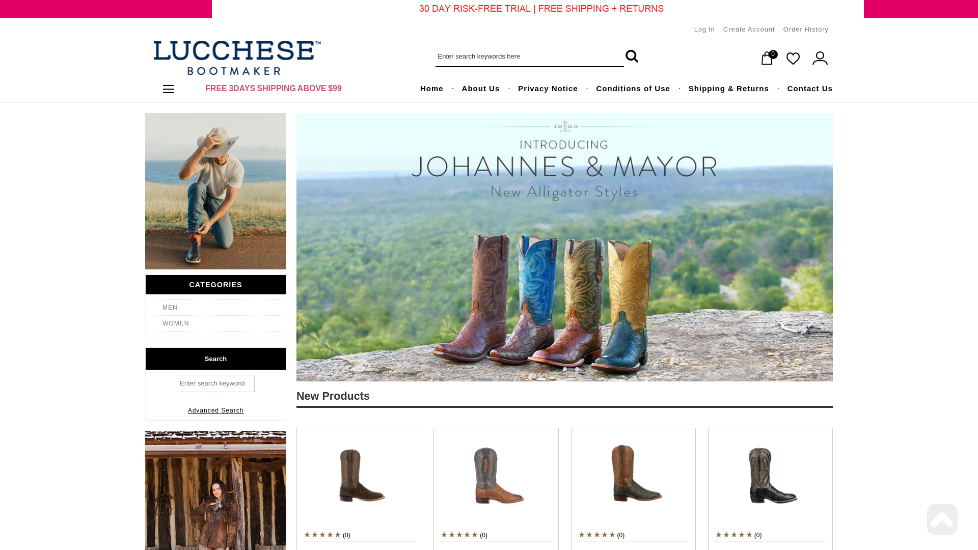 website screenshot of http://www.lucchese-outlet.com/
