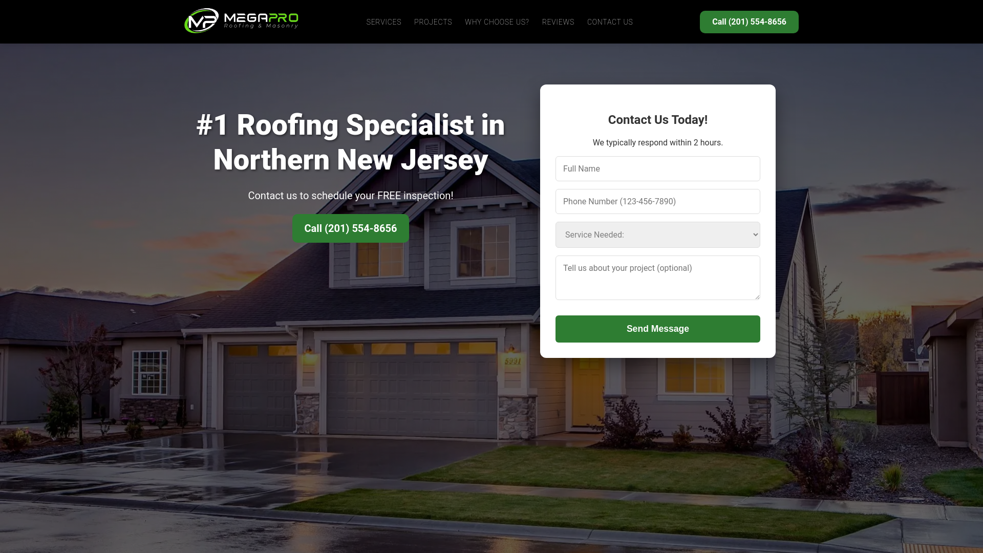 website screenshot of https://megaproroofing.pages.dev/