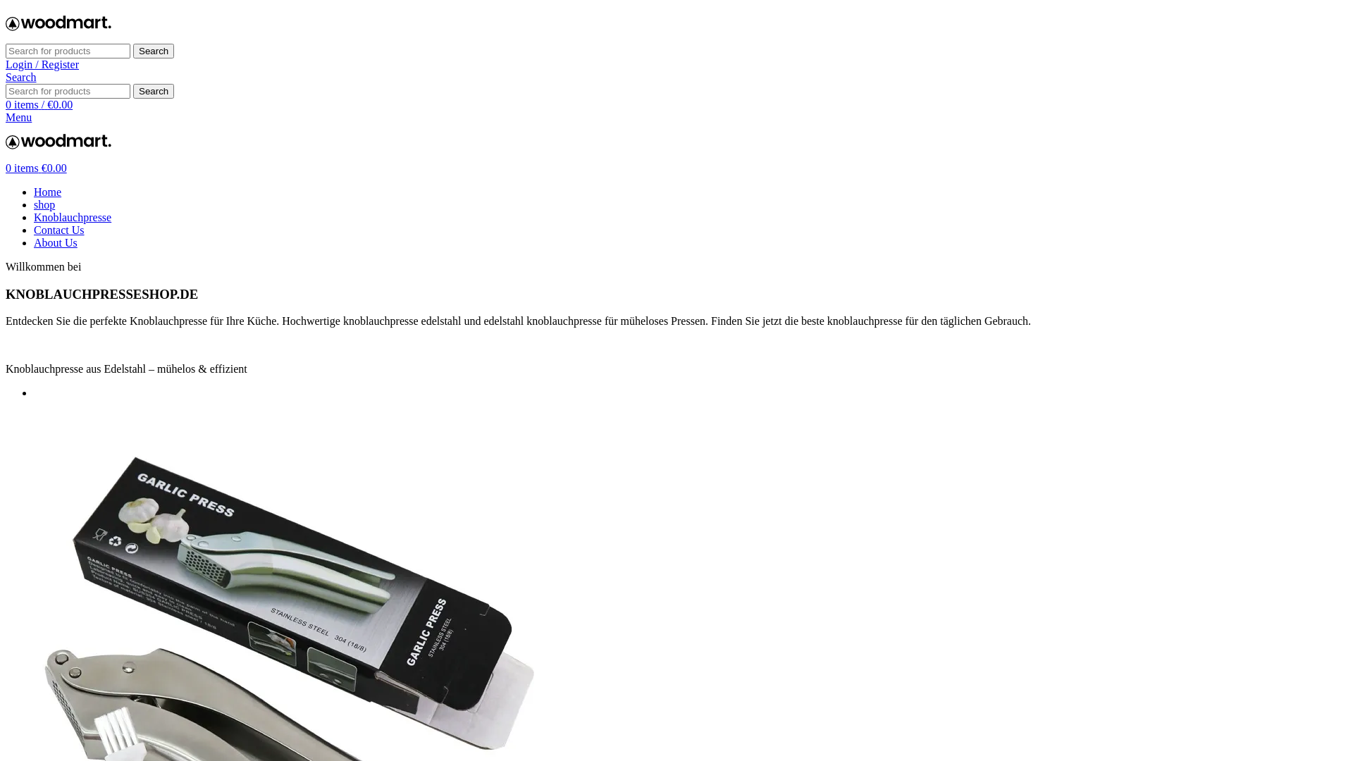 website screenshot of https://knoblauchpresseshop.de/
